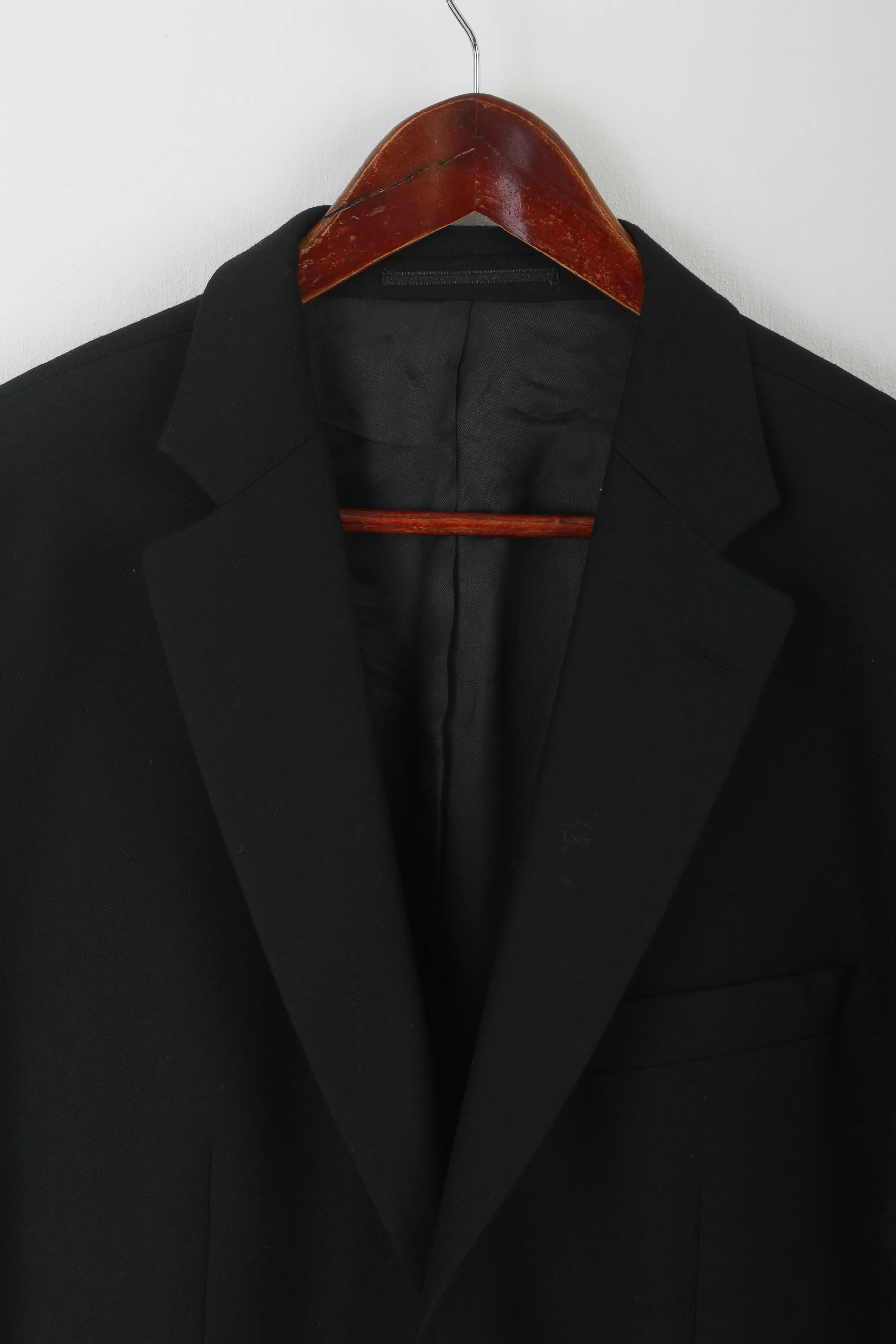 Hugo James Men 44 Blazer Black Wool woven in England Single Breasted Jacket - Image 2