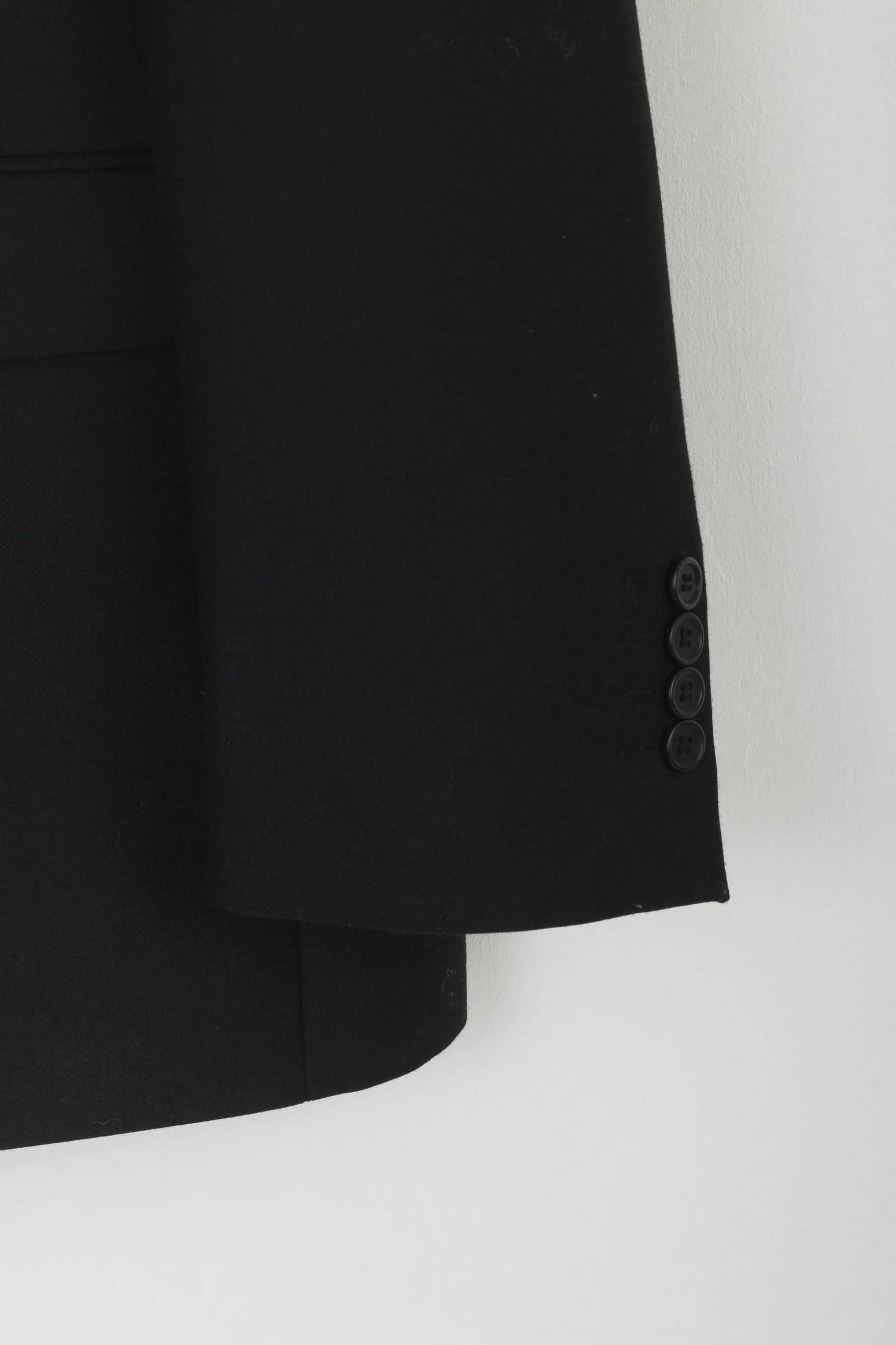 Hugo James Men 44 Blazer Black Wool woven in England Single Breasted Jacket - Image 3