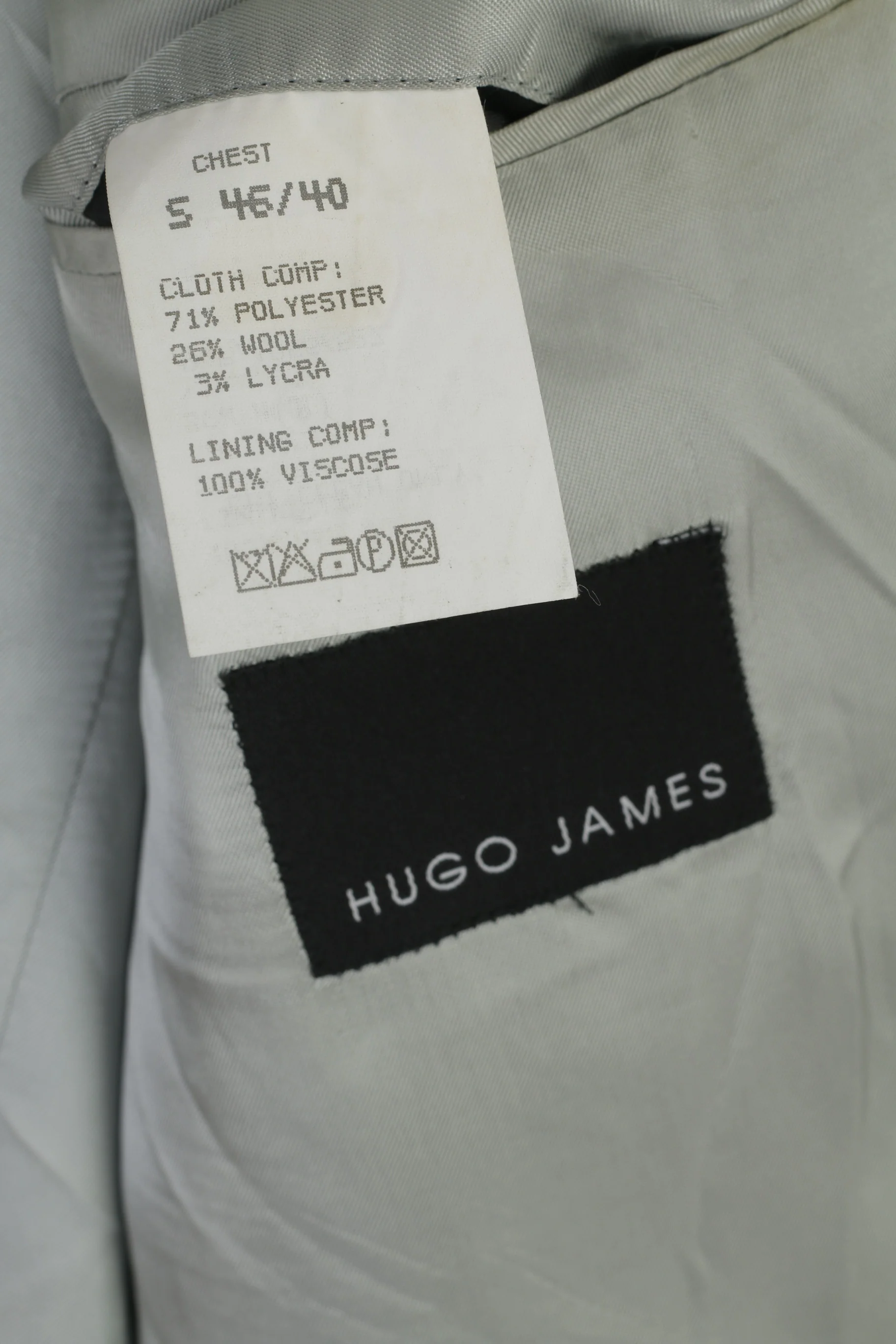 Hugo James Men 46 Blazer Black Striped Shiny Wool Blend Single Breasted Suit Top - Image 5