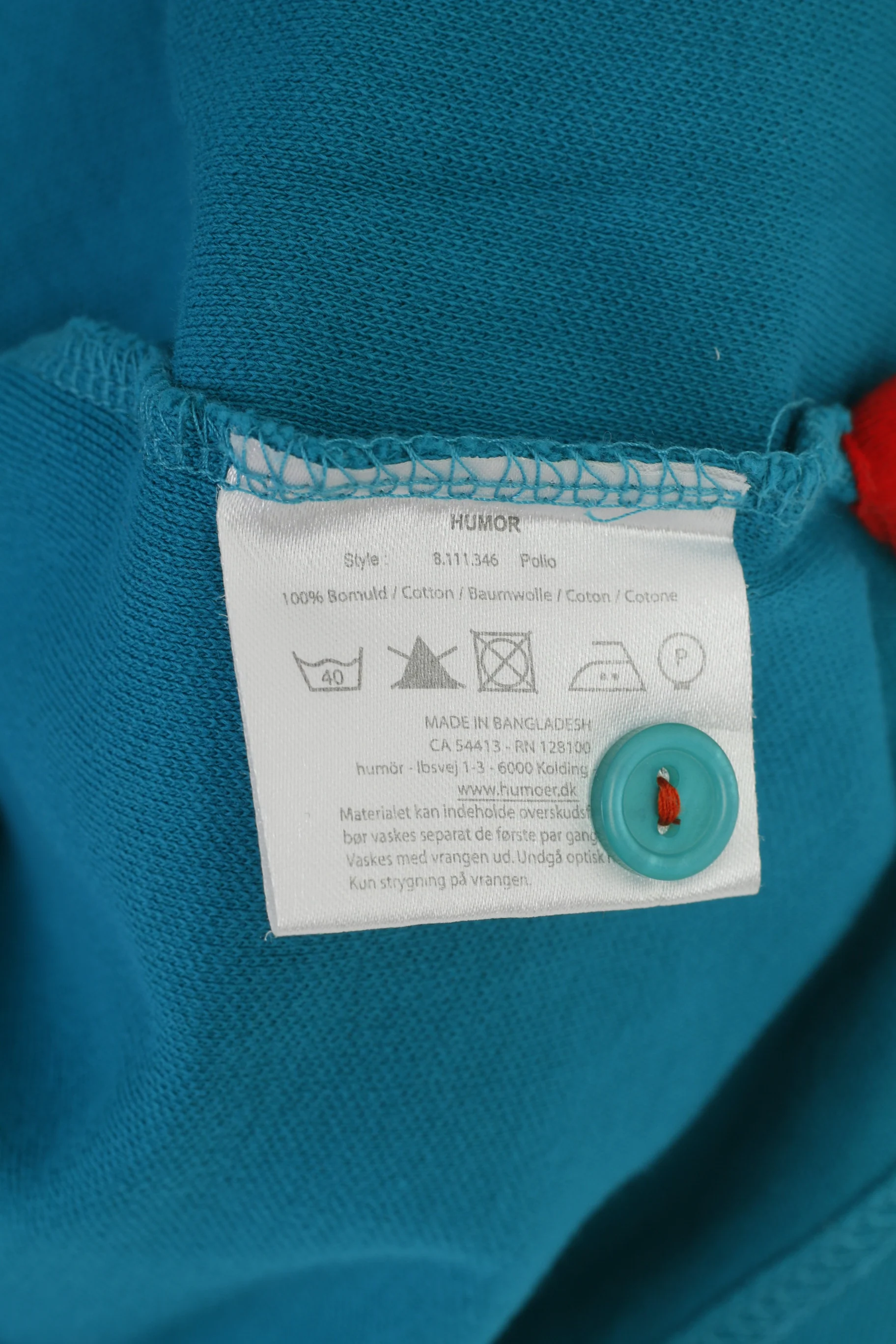 Humor Men XL M Polo Shirt Turquoise Short Sleeve Cotton Summer Vintage Collar Top - Image 6
