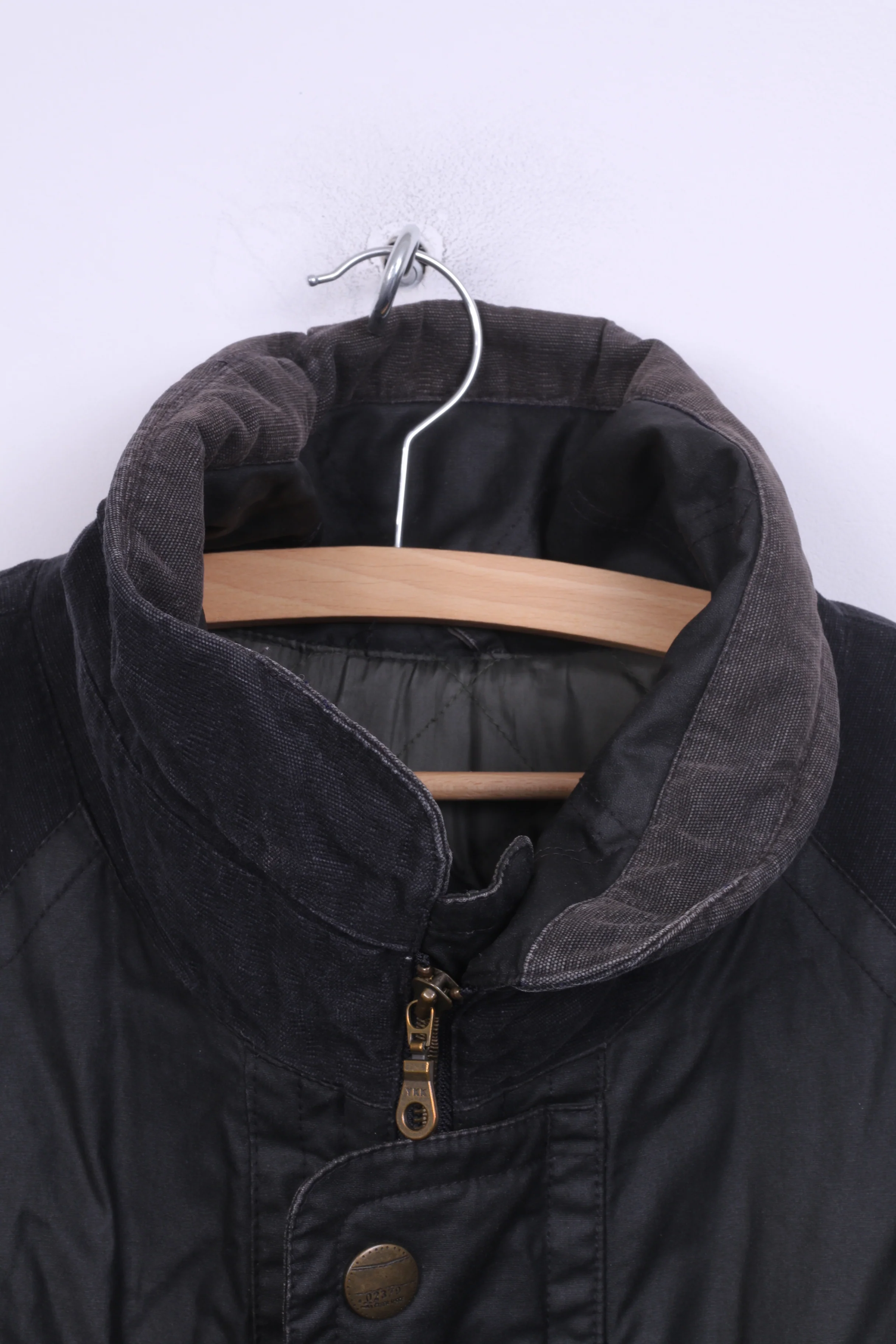 Ideroma Mens 52 XL Jacket Wax Cotton Black Full Zipper Raglan Sleeve - Image 2