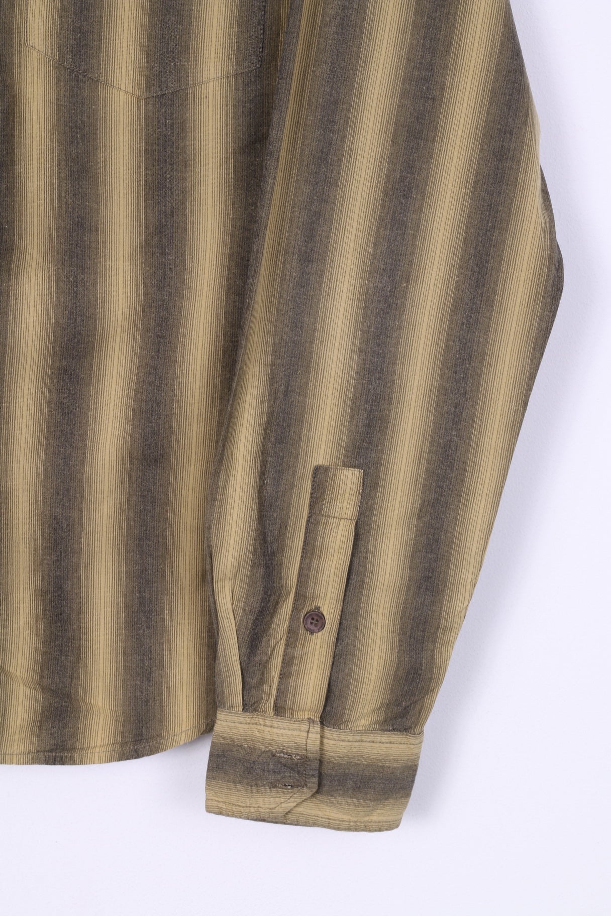 Industries Wear Fun Wear Mens L Casual Shirt Green Striped Cotton Long Sleeve - Image 3