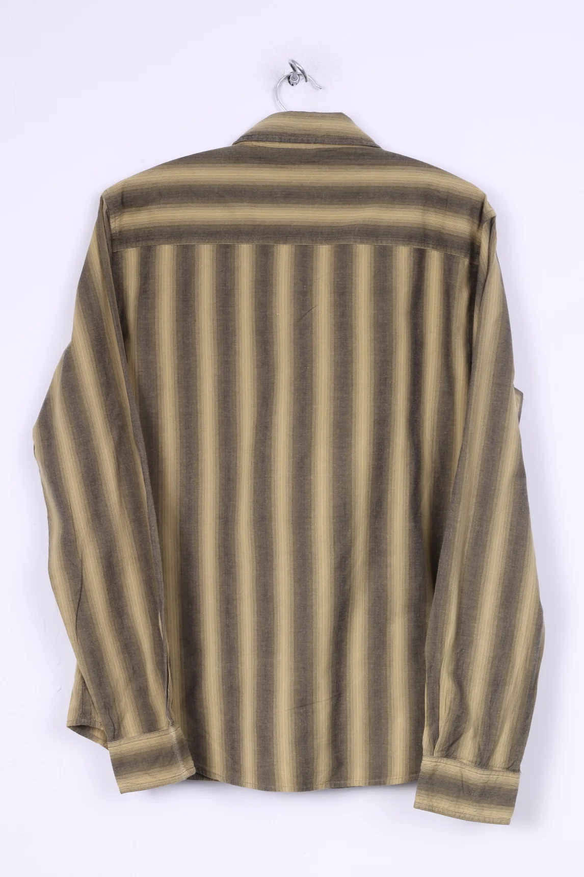 Industries Wear Fun Wear Mens L Casual Shirt Green Striped Cotton Long Sleeve - Image 6
