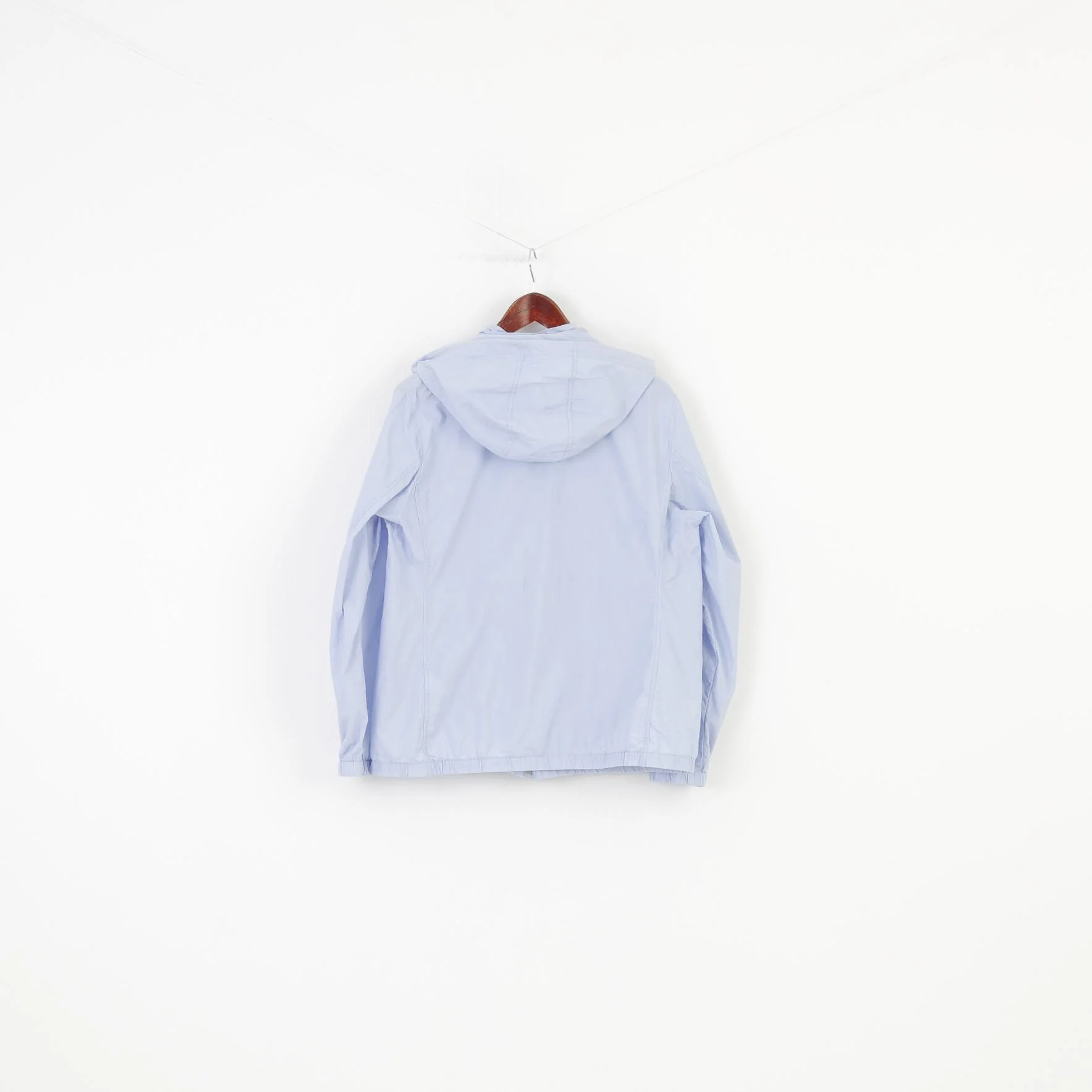 Ines De La Fressange Woman L Jacket Blue Cotton Full Zipper Paris Long Sleeve Detachable Hood Sport Outwear Top - Image 6