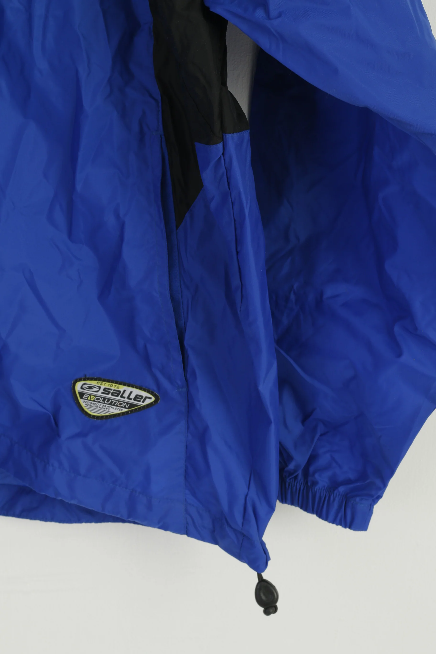 Saller Men XL Jacket Blue Nylon Waterproof Athlets Hidden Hood Zip Up Top - Image 3