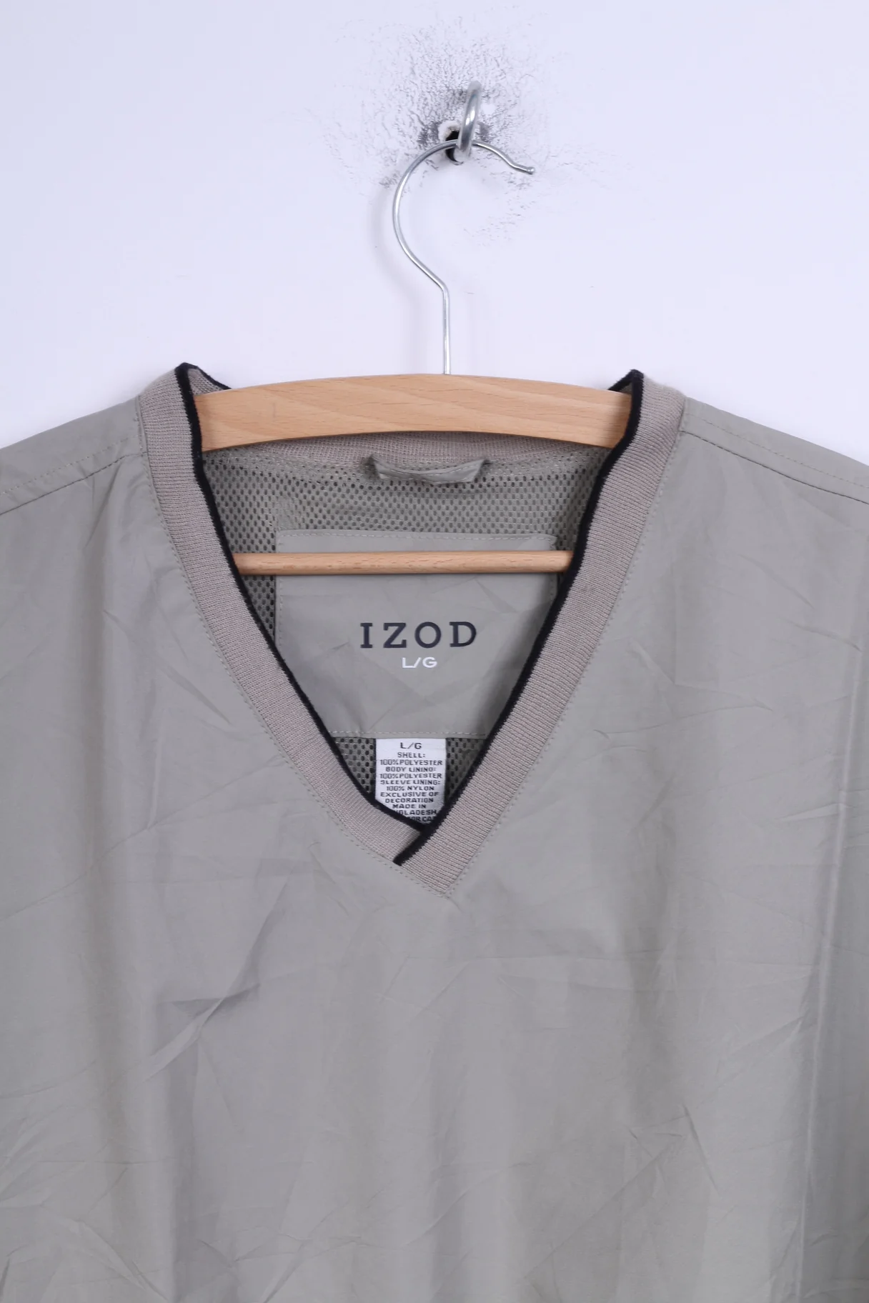 IZOD Mens L Jacket Taupe V Neck Sport - Image 3