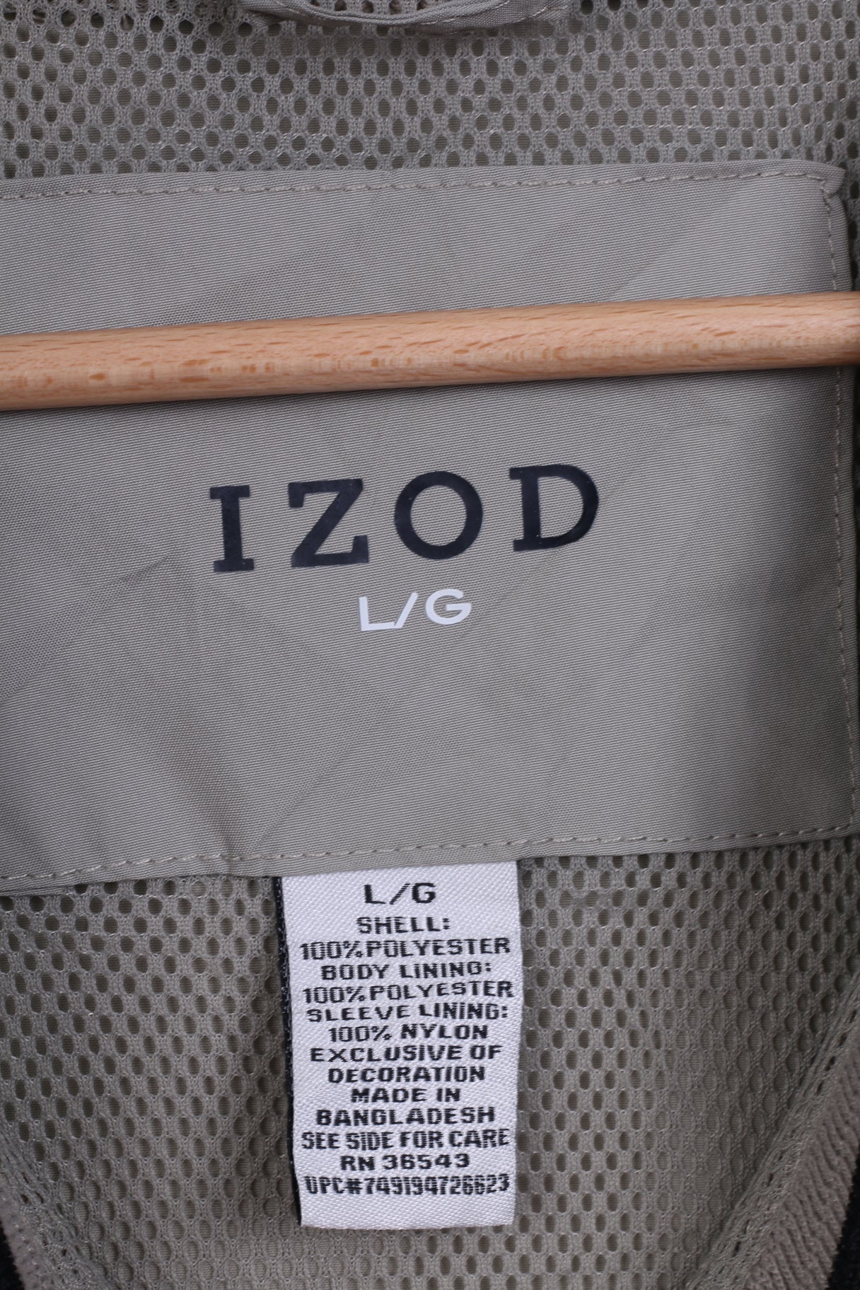 IZOD Mens L Jacket Taupe V Neck Sport - Image 4