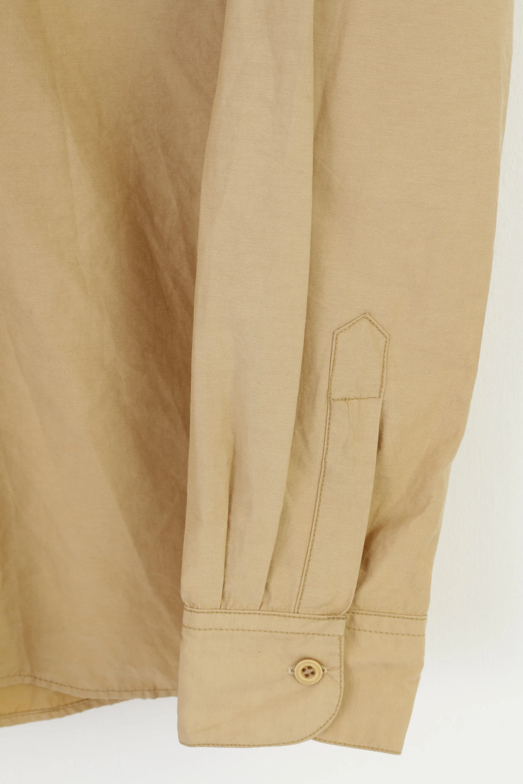 J.C.RAGS Men M Casual Shirt Cotton Beige  Collar Long Sleeve Classic Top - Image 3