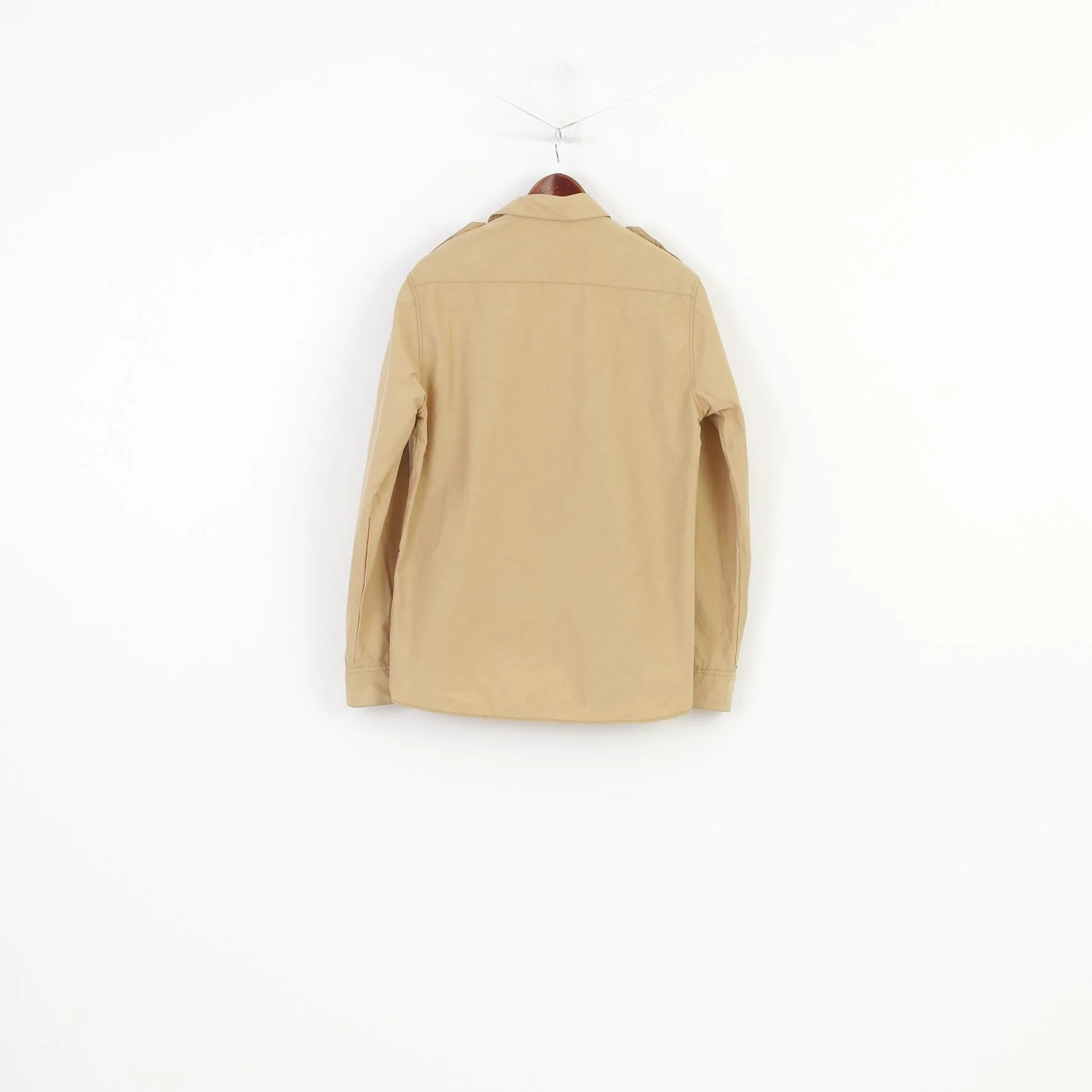 J.C.RAGS Men M Casual Shirt Cotton Beige  Collar Long Sleeve Classic Top - Image 8