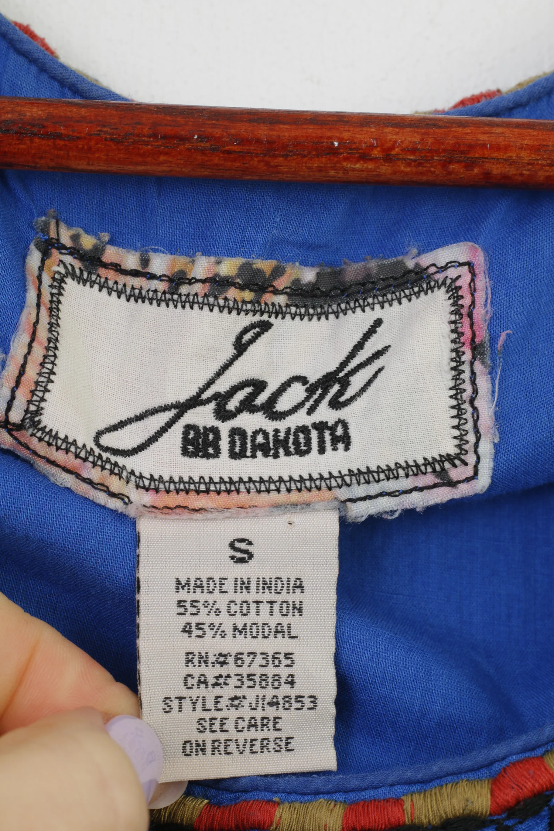 Jack BB Dakota Women S Shirt Blue Tank Top Embroidered Cotton Boho Top - Image 4