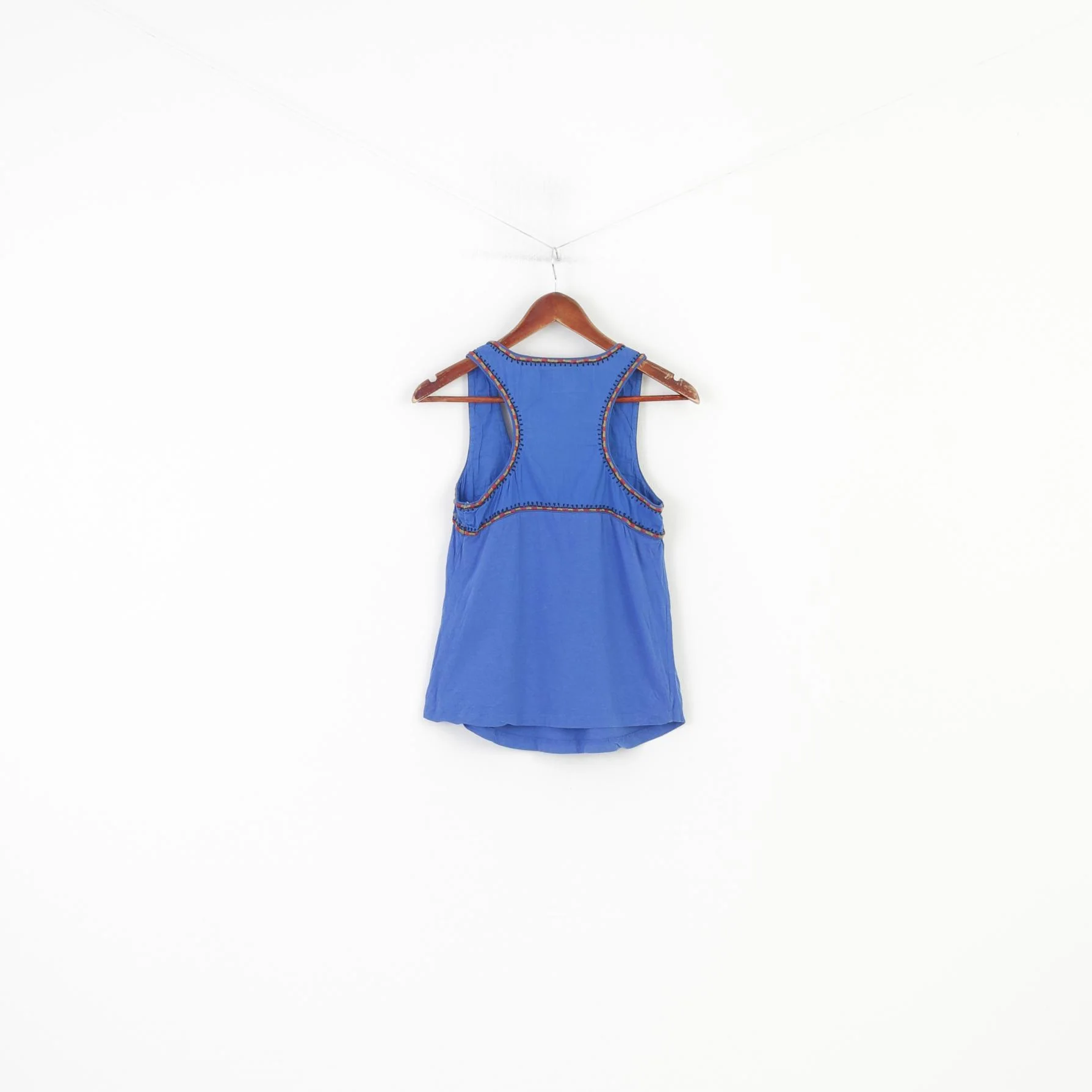 Jack BB Dakota Women S Shirt Blue Tank Top Embroidered Cotton Boho Top - Image 5