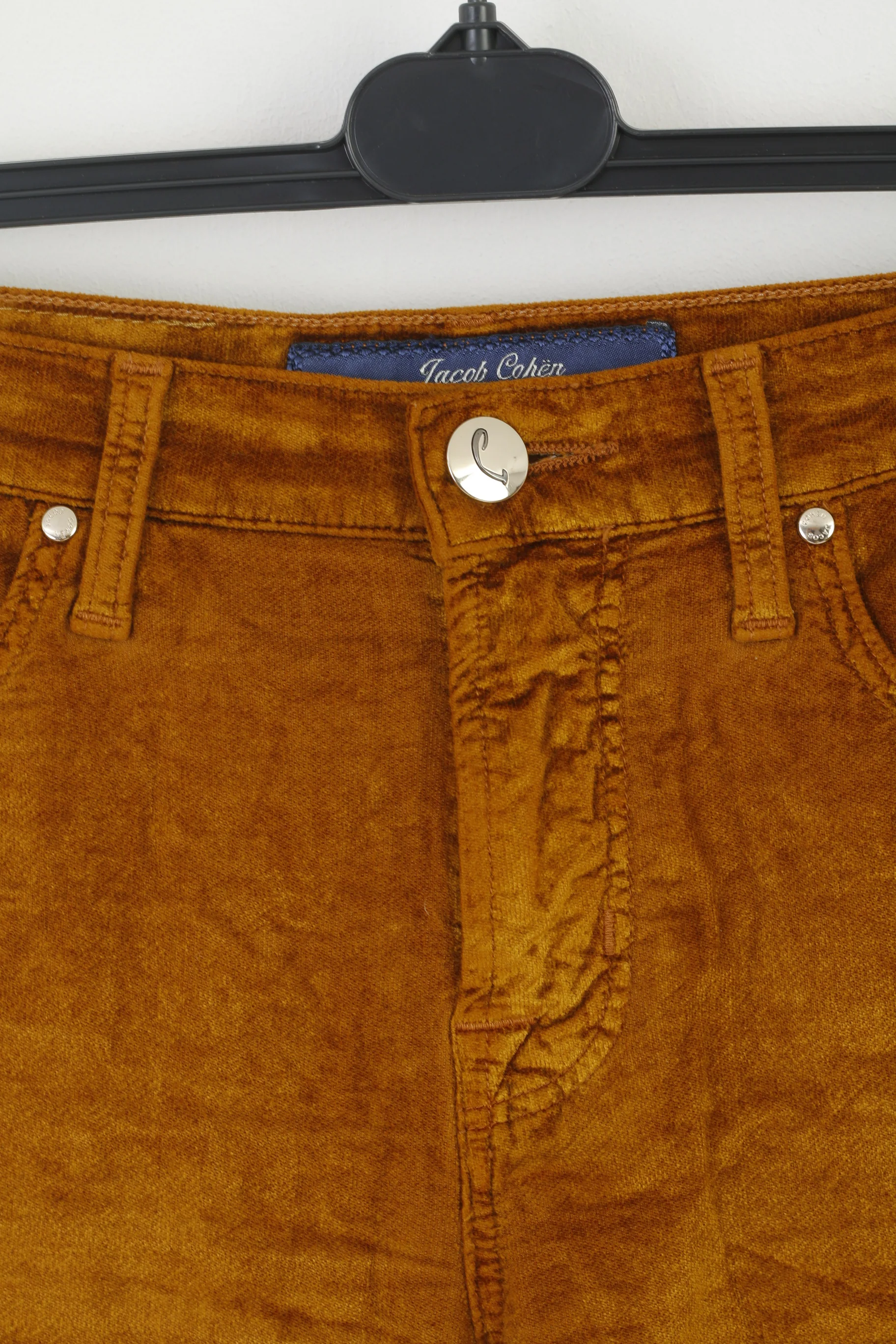 Jacob Cohen Women 27 Trousers Mustard Shiny Luxury Handmade Cotton Skinny Pants - Image 2