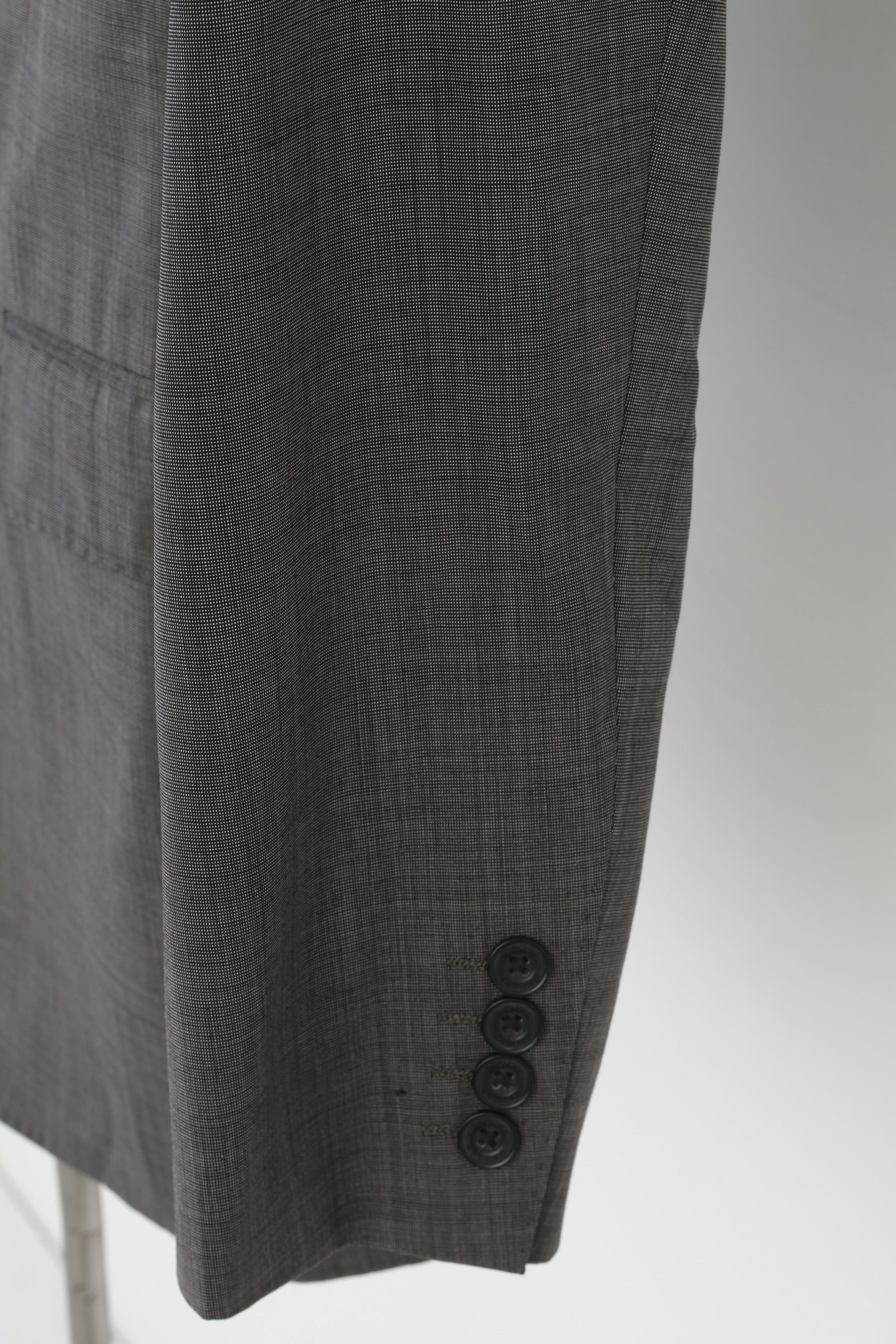 Jaeger Men 40 Blazer Wool Charcoal Breasted Mayfair Elegant Bottoms Shoulder Pads Jacket - Image 3