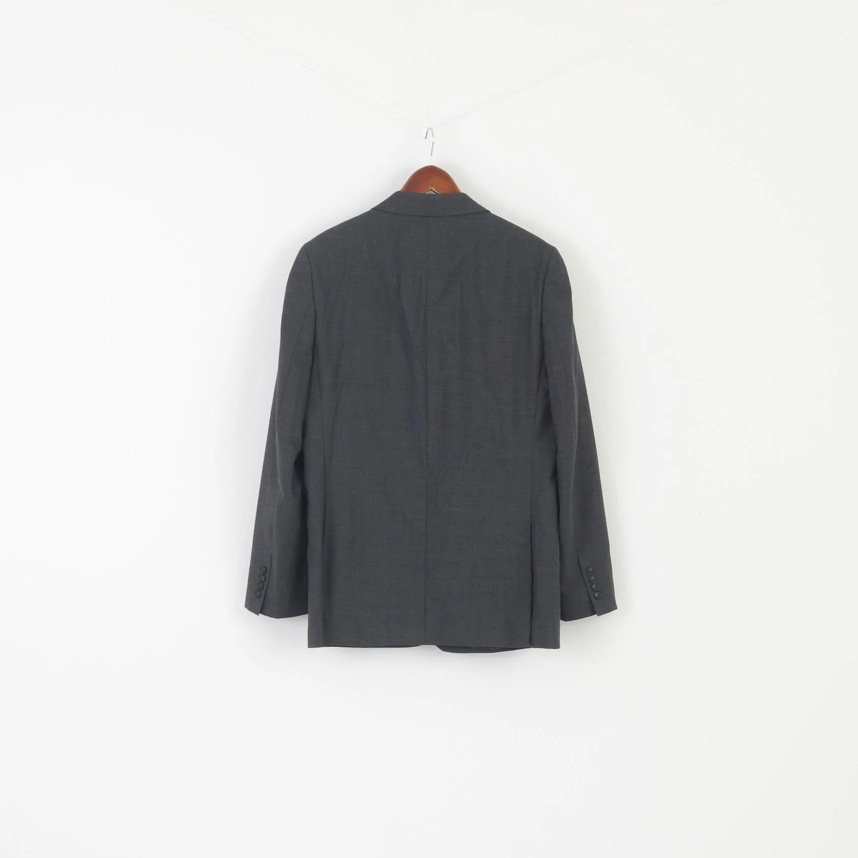 Jaeger Men 42 Blazer Charcoal Wool Mayfair Single Breasted Shoulder Pads Jacket - Image 6