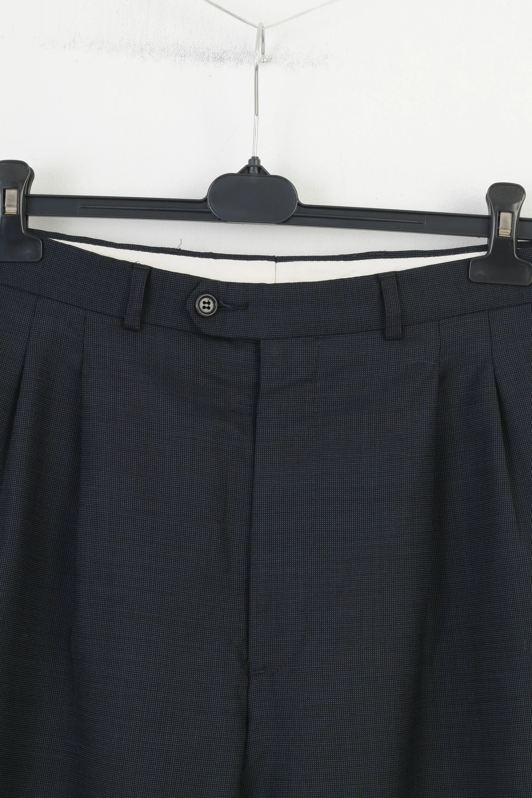 Jaeger Men 50 Trousers Navy Reda Vintage Elegant Wool Navy Suit Pants - Image 2