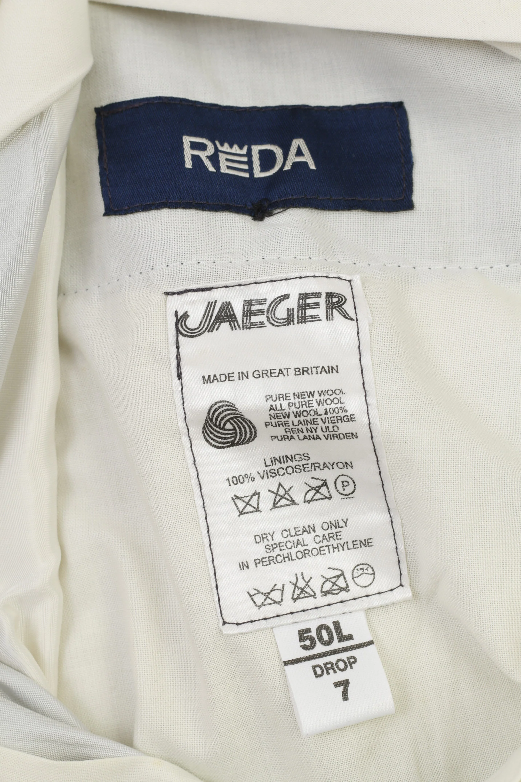 Jaeger Men 50 Trousers Navy Reda Vintage Elegant Wool Navy Suit Pants - Image 4