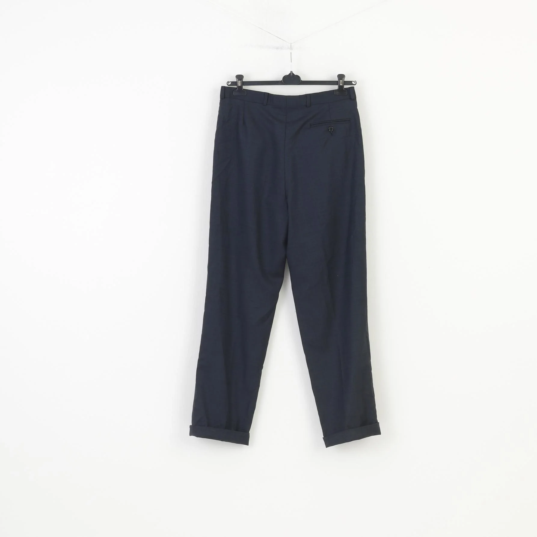Jaeger Men 50 Trousers Navy Reda Vintage Elegant Wool Navy Suit Pants - Image 5