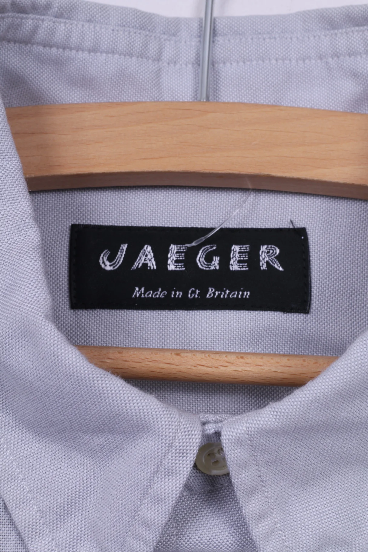 Jaeger Mens L Casual Shirt Blue Button Down Collar Long Sleeve - Image 5