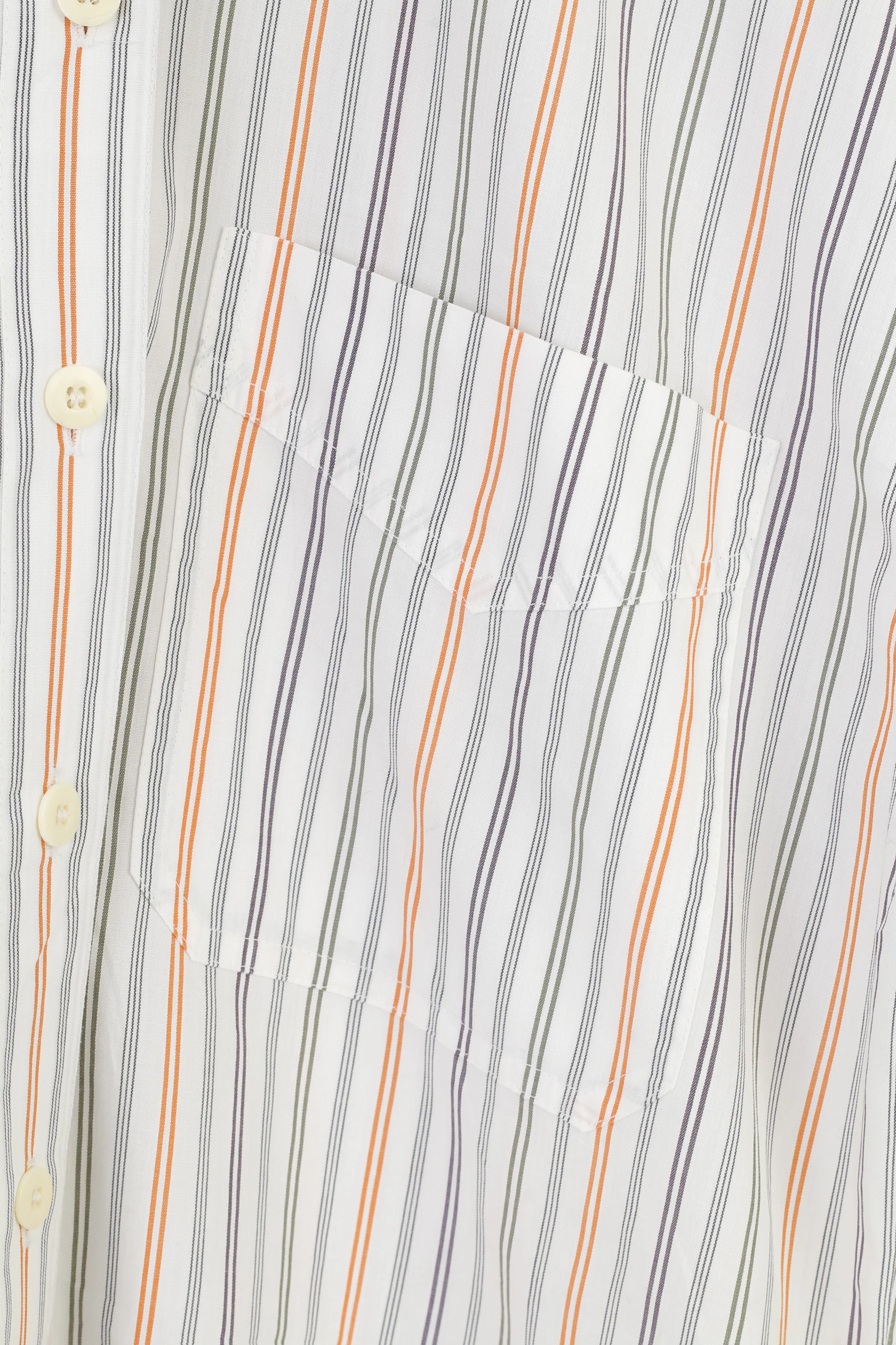 Jaeger Women M Casual Shirt White Striped Short Sleeve  Cotton Collar Classic Top - Image 4