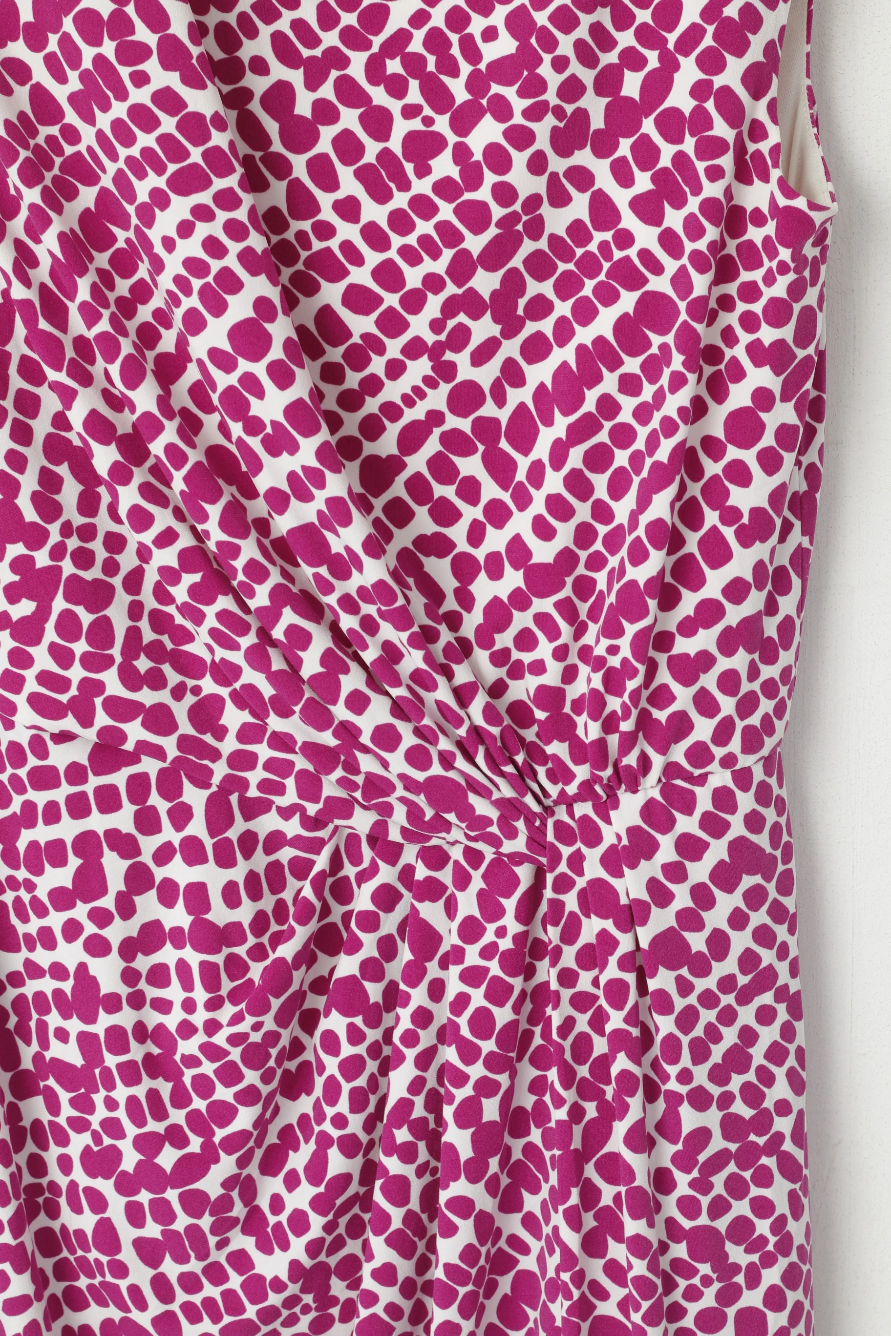 Jaeger Women S Midi Dress Purple Dots Sleeveless Stretch Crew Neck Classic - Image 3