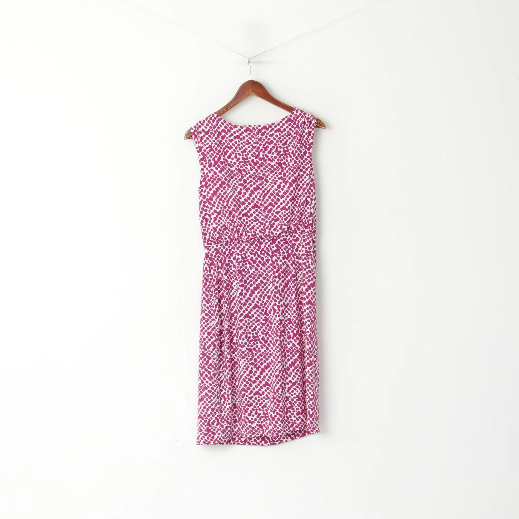 Jaeger Women S Midi Dress Purple Dots Sleeveless Stretch Crew Neck Classic - Image 6