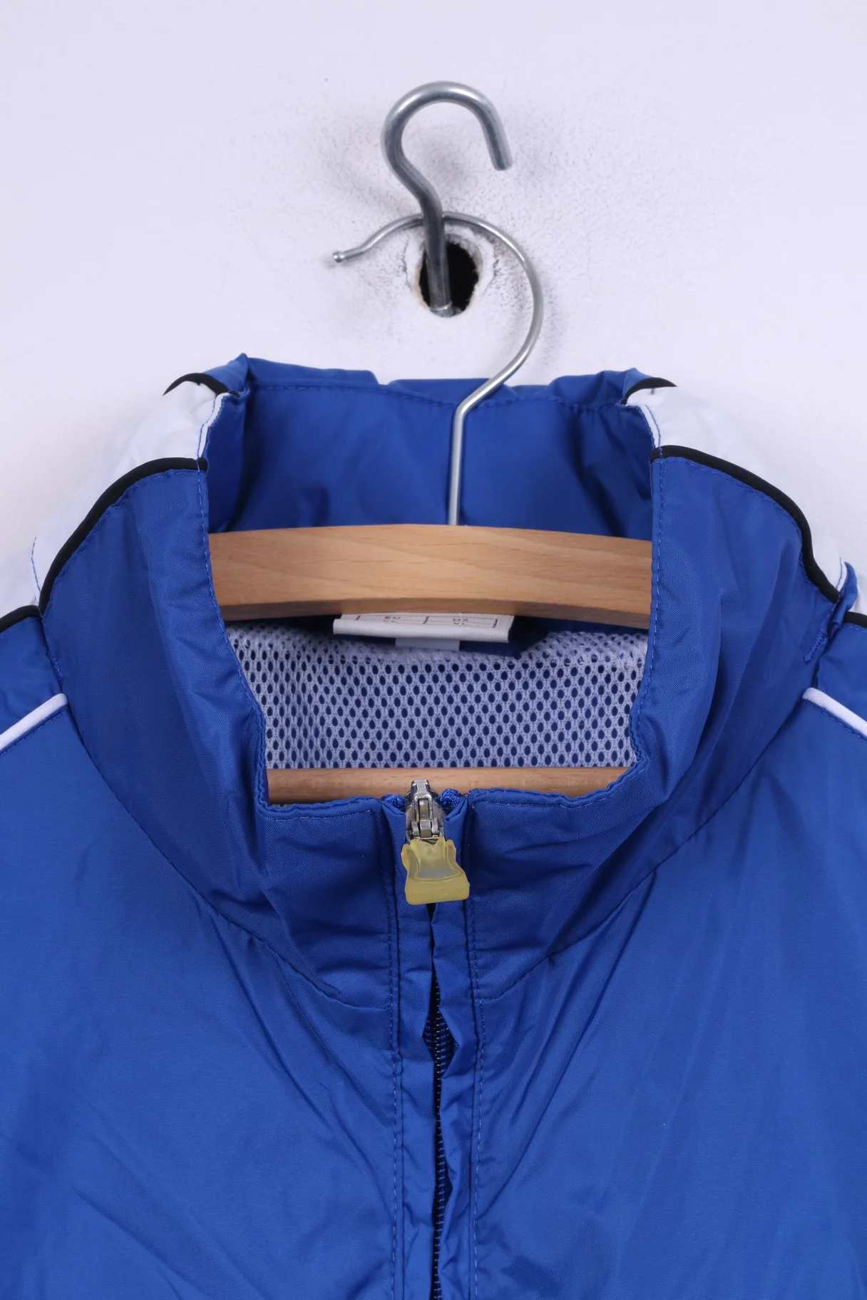 Jako Mens XL Lightweight Jacket Blue Hidden Hood Sportswear Top Nylon Waterproof KG Blau-Weiss 1947 KF - Image 2