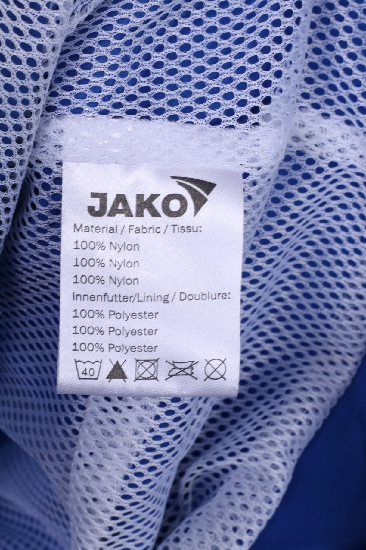 Jako Mens XL Lightweight Jacket Blue Hidden Hood Sportswear Top Nylon Waterproof KG Blau-Weiss 1947 KF - Image 5