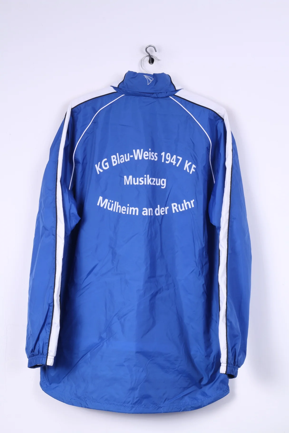 Jako Mens XL Lightweight Jacket Blue Hidden Hood Sportswear Top Nylon Waterproof KG Blau-Weiss 1947 KF - Image 6