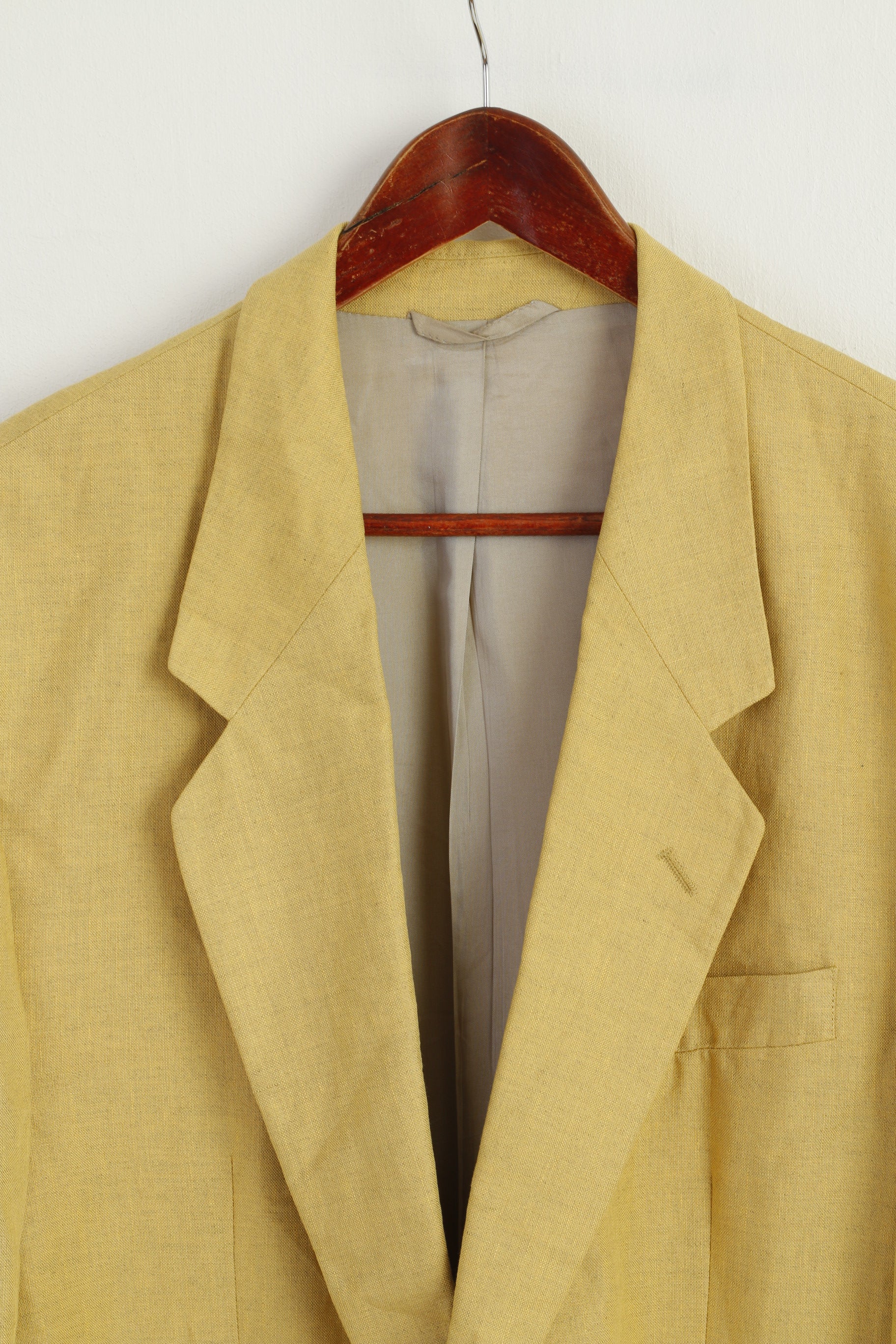 James B. Cook Men's Vintage Blazer - Light Yellow Linen Blend (Size EU 54 / US 44) - Image 3