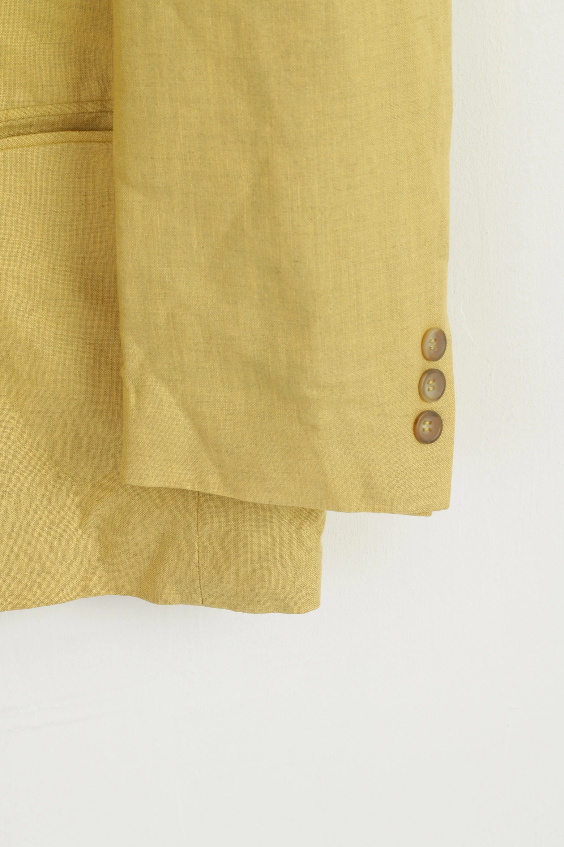 James B. Cook Men's Vintage Blazer - Light Yellow Linen Blend (Size EU 54 / US 44) - Image 4