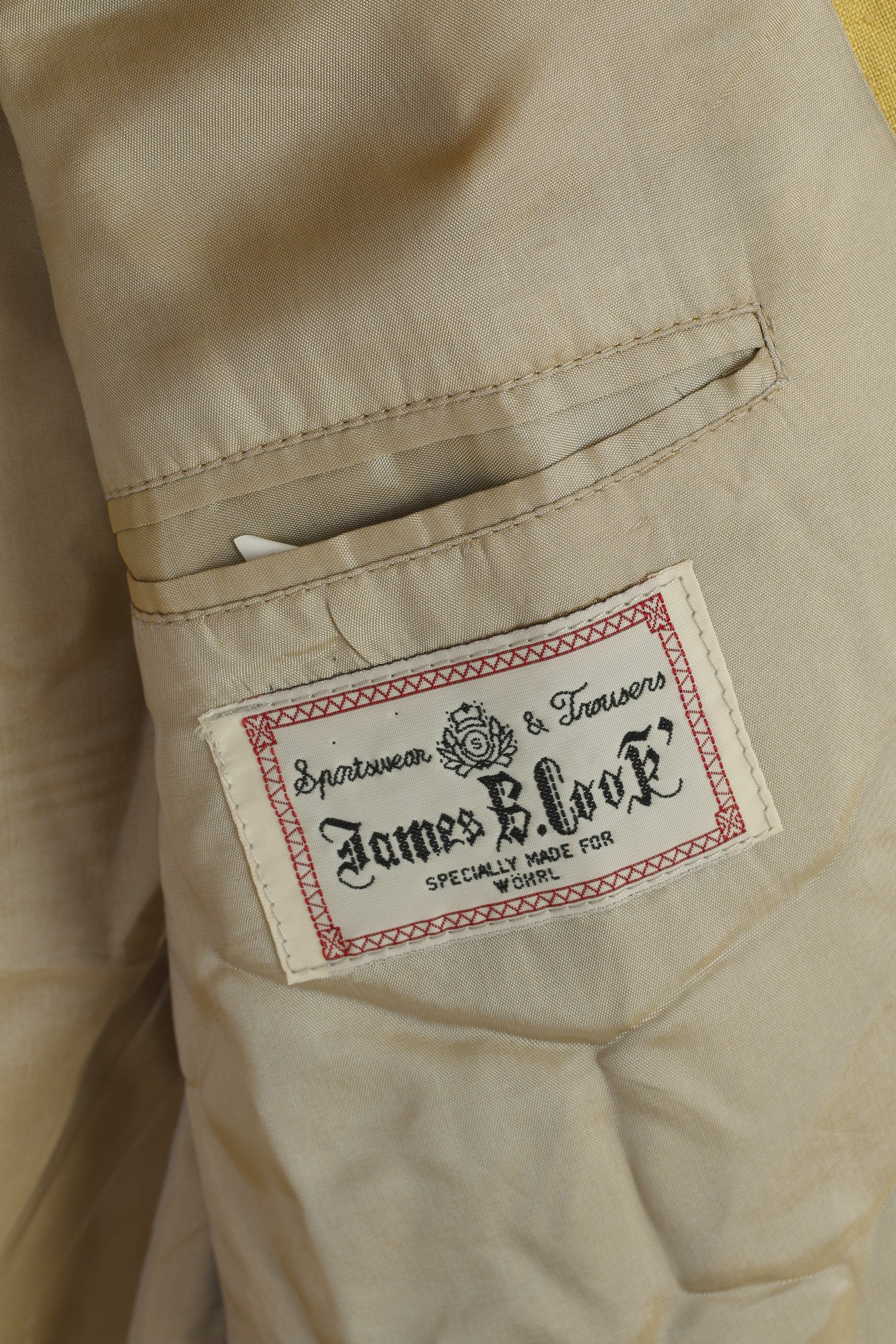 James B. Cook Men's Vintage Blazer - Light Yellow Linen Blend (Size EU 54 / US 44) - Image 5