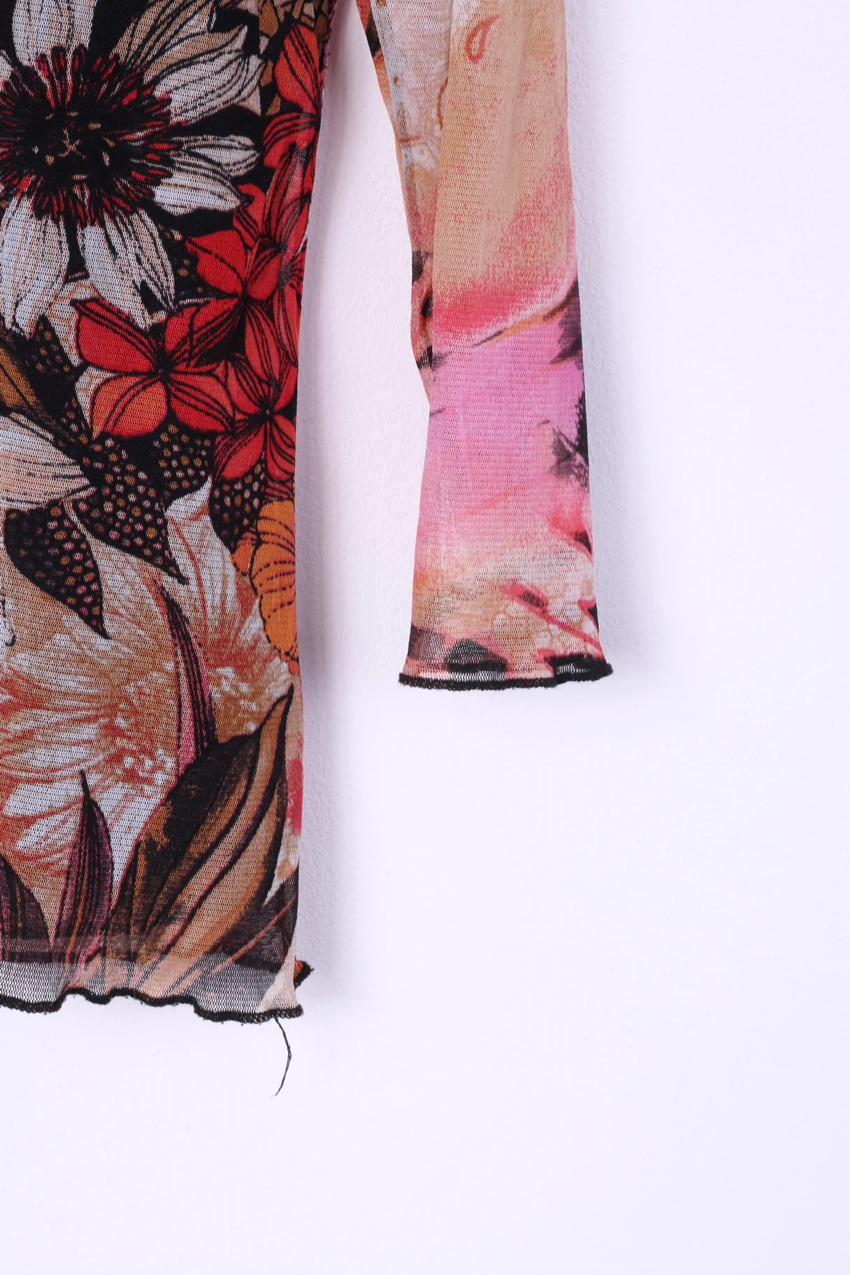 James Lakeland Womens M Shirt Flower Print Orange 7/8 sleeve Italy Nylon - Image 3