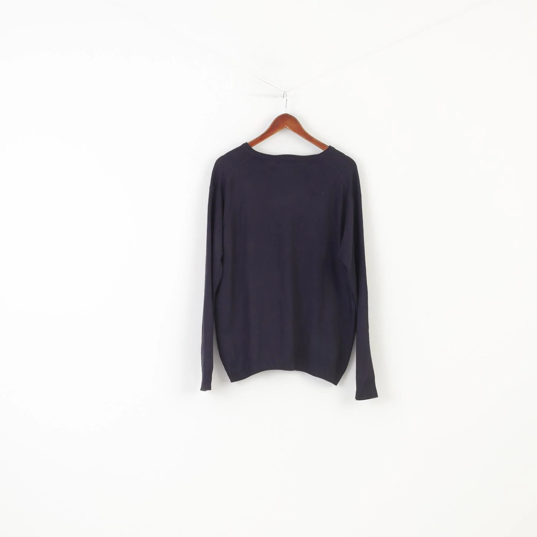 James Pringle Men L Jumper Navy V Neck Acrylic Classic Vintage Top - Image 6