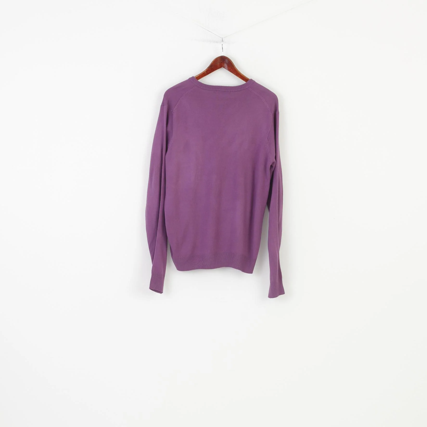 James Pringle Men M Jumper V Neck Purple Sweater Acrylic Classic Top - Image 7