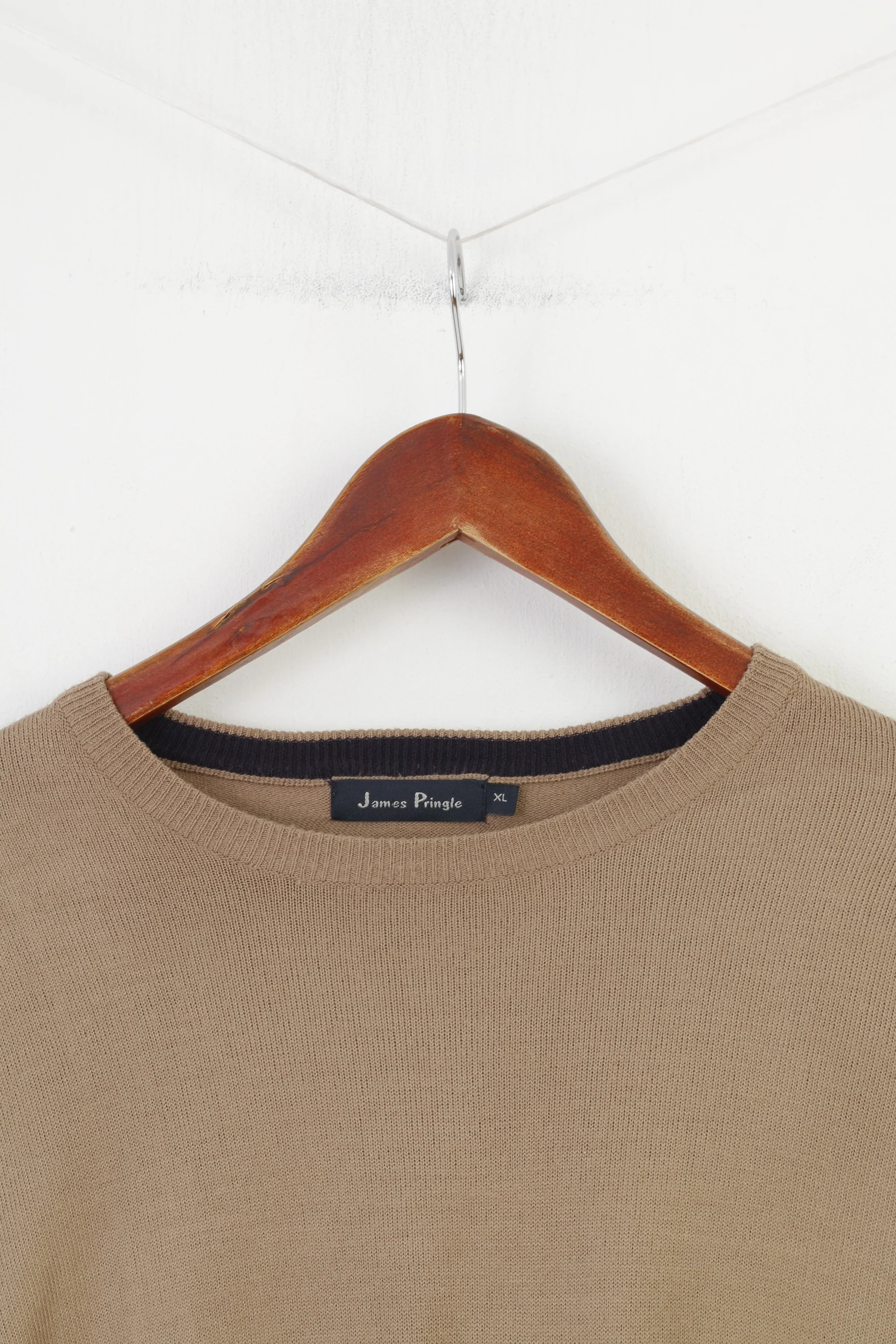 James Pringle Men XL Jumper Brown Acrylic Classic Vintage Crew Neck Top - Image 2