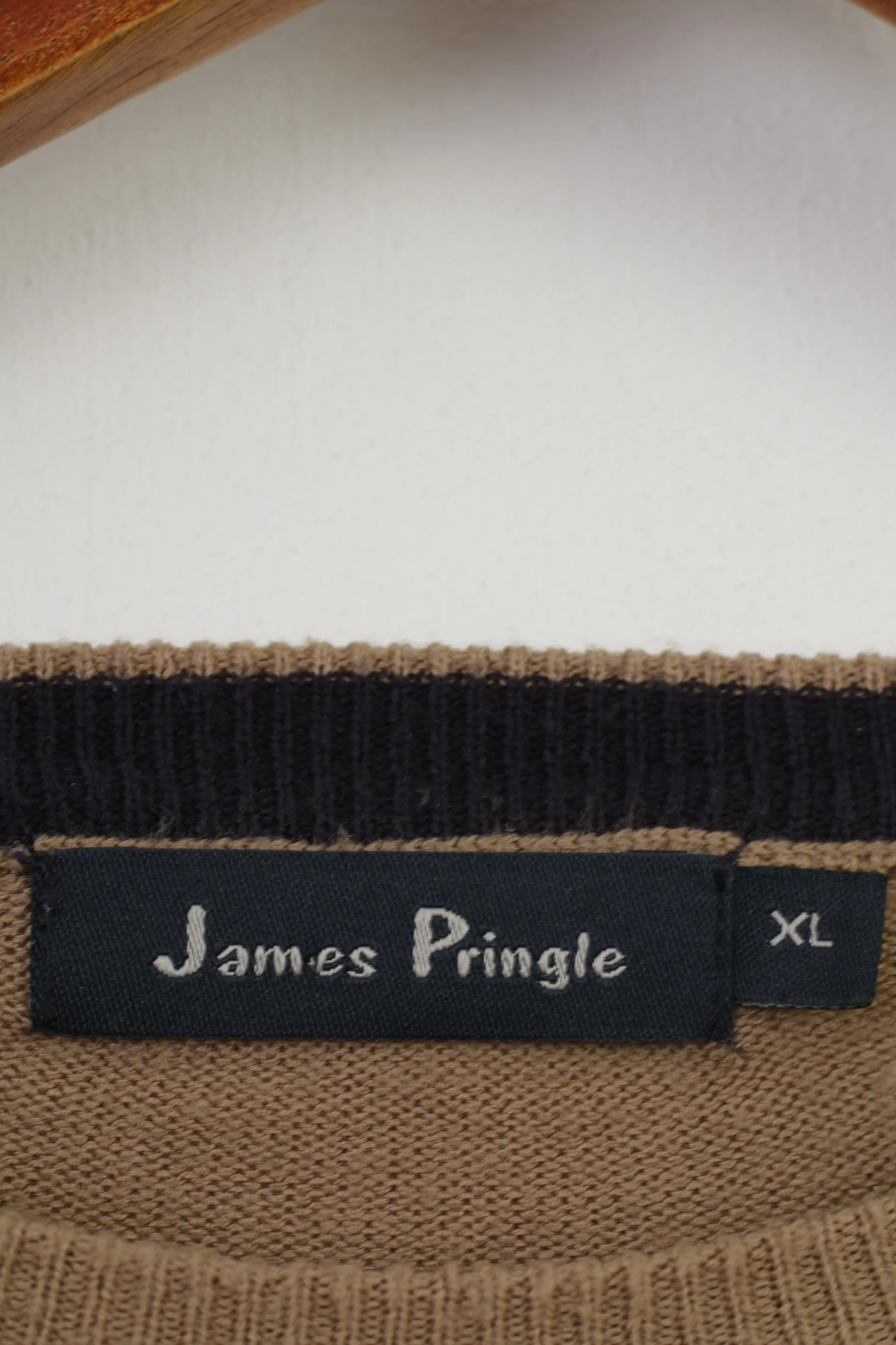 James Pringle Men XL Jumper Brown Acrylic Classic Vintage Crew Neck Top - Image 4
