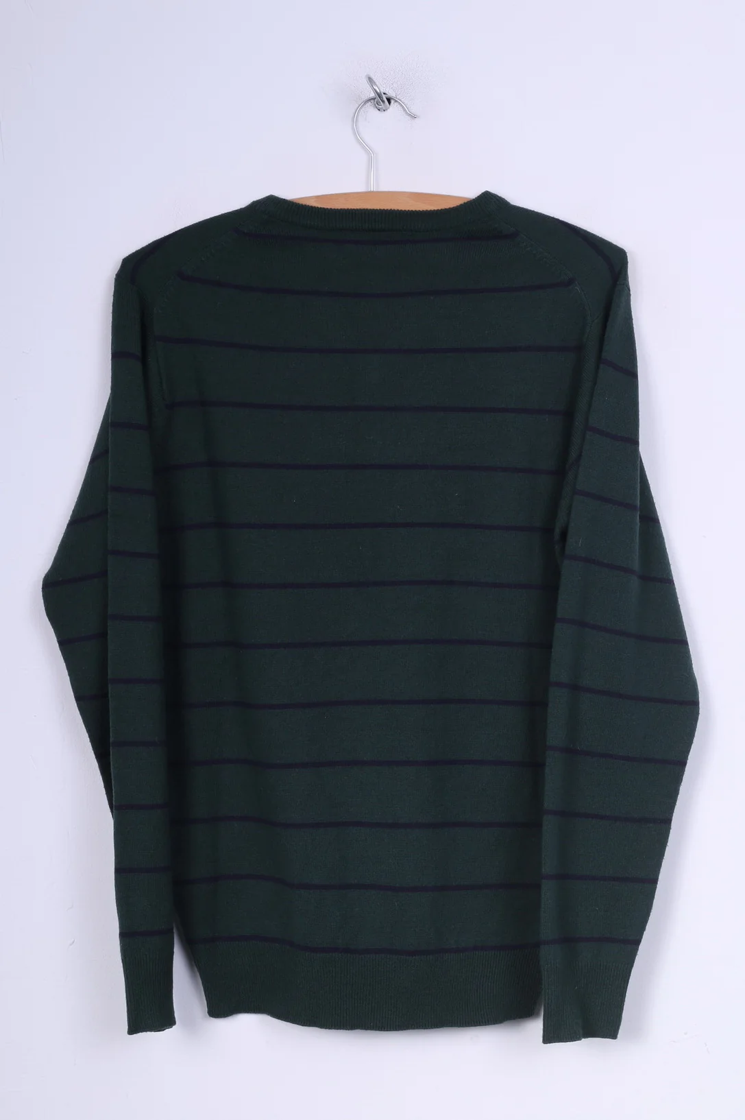 James Pringle Mens S Jumper Sweater Dark Green Striped V Neck - Image 6