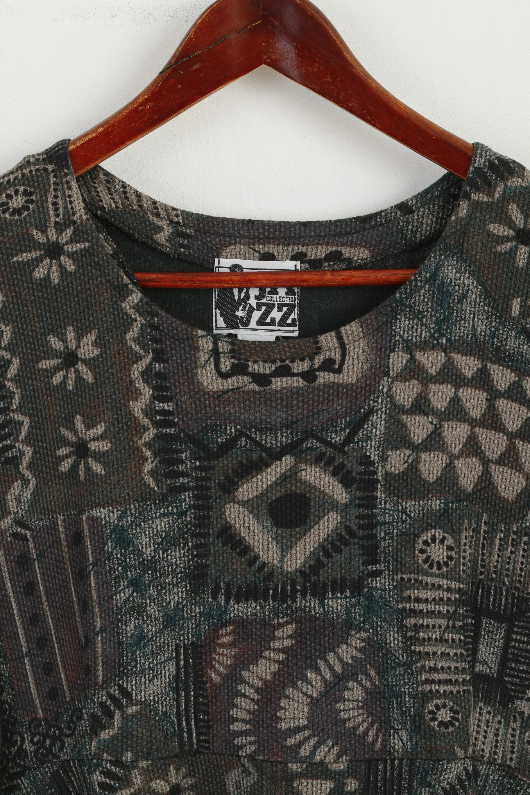 Jazz Collection Women S Mini Dress Green Printed Swing Skater Crew Neck - Image 3