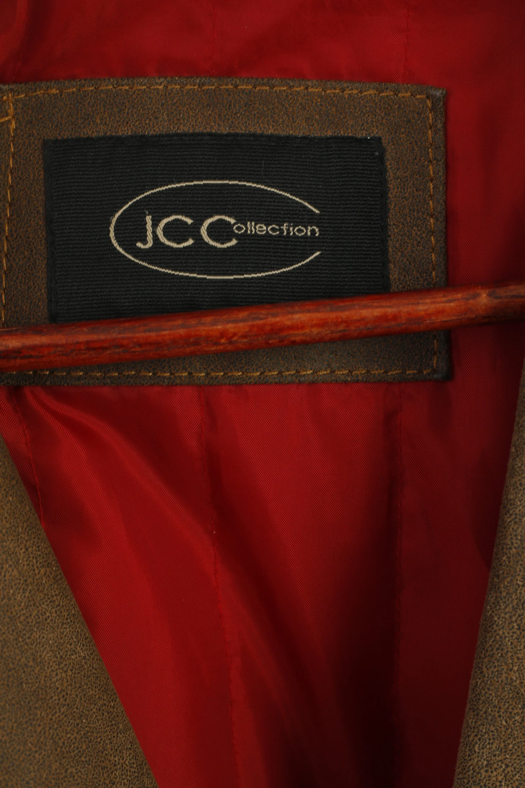 JC Collection Men 54 44 L Coat Brown Leather Retro Single Breasted Lined Top - Image 5