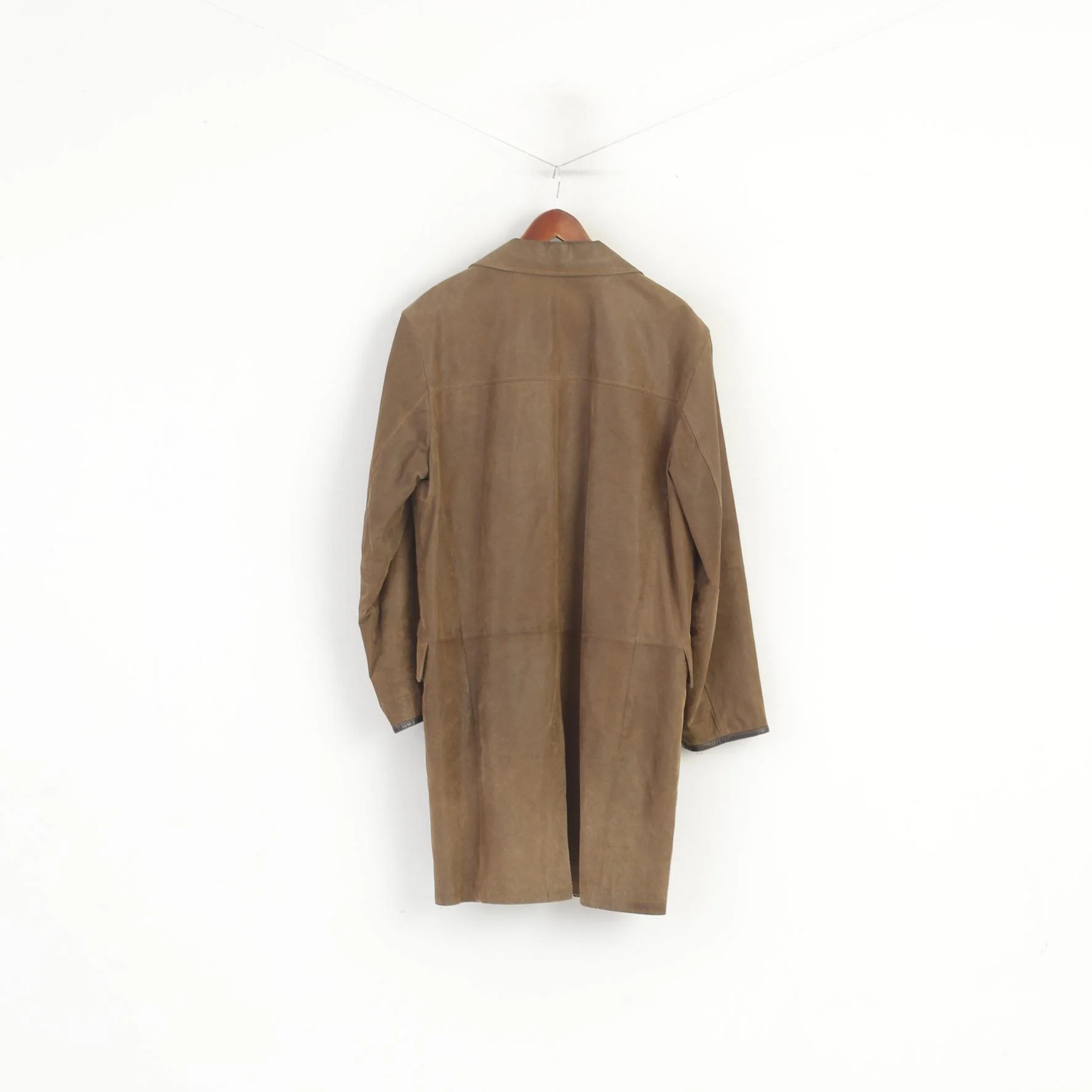 JC Collection Men 54 44 L Coat Brown Leather Retro Single Breasted Lined Top - Image 8
