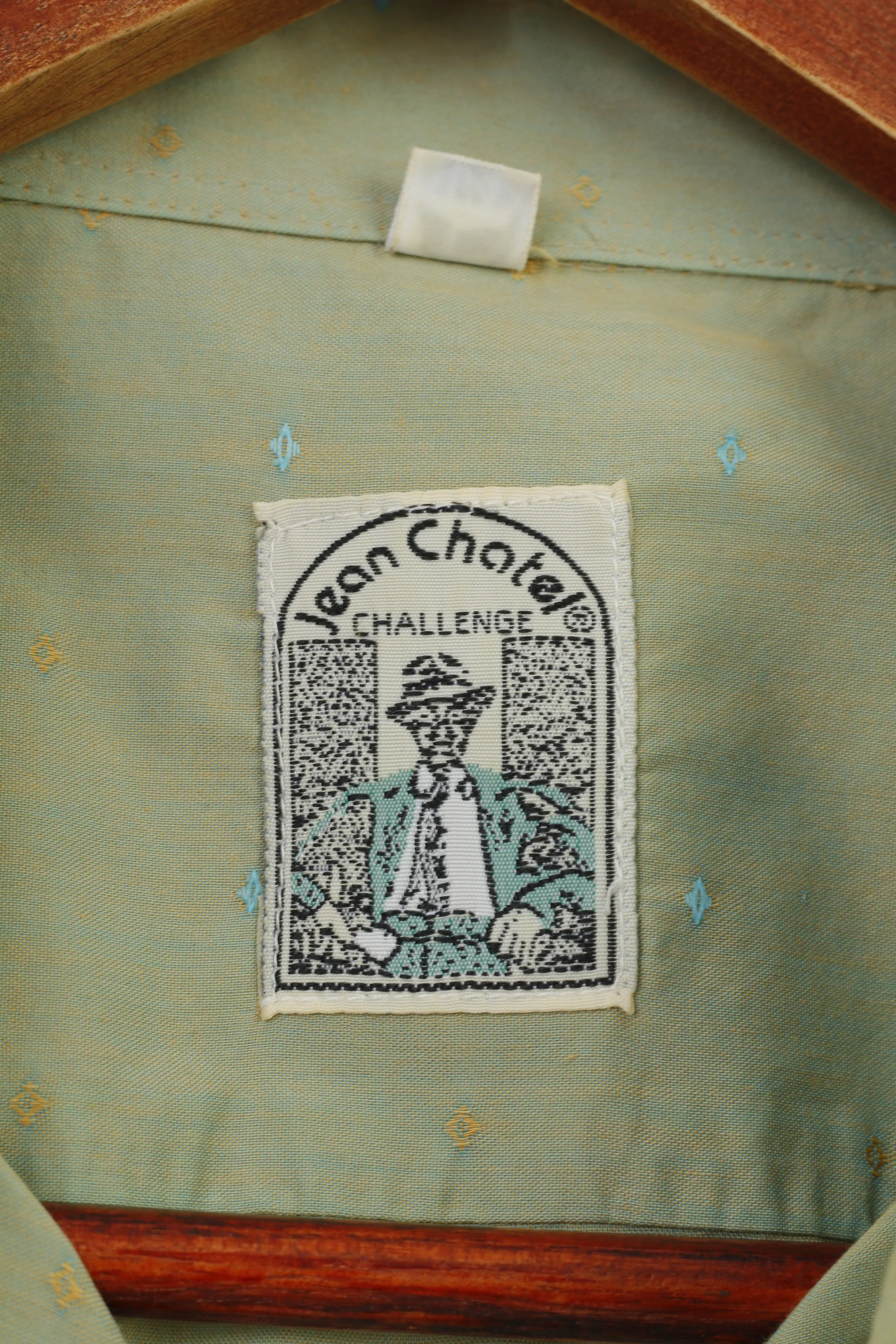 Jean Chatel Men L Casual Shirt Green Cotton Long Sleeve Vintage Long Sleeve Top - Image 4