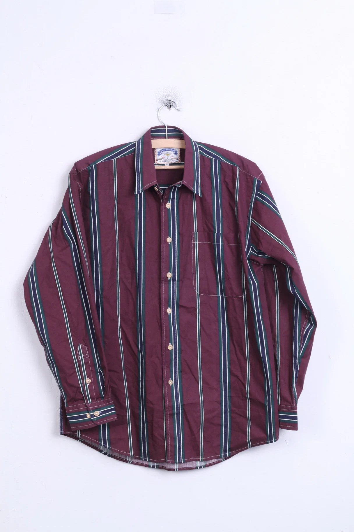 JEAN PHILLIPE Mens S Casual Shirt Purple Striped Cotton