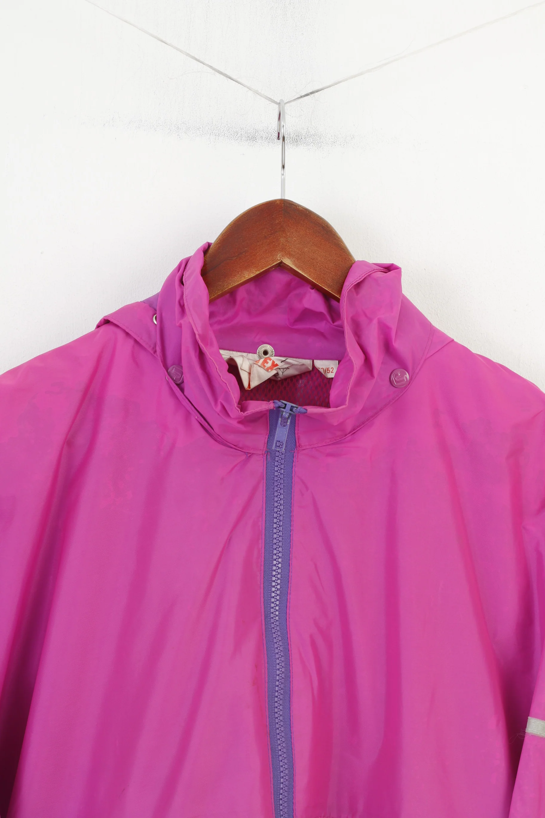 Jeantex Men 52 XL Jacket Hood Waterproof Nylon Pink Full Zipper Vintage Outdoor Top - Image 2