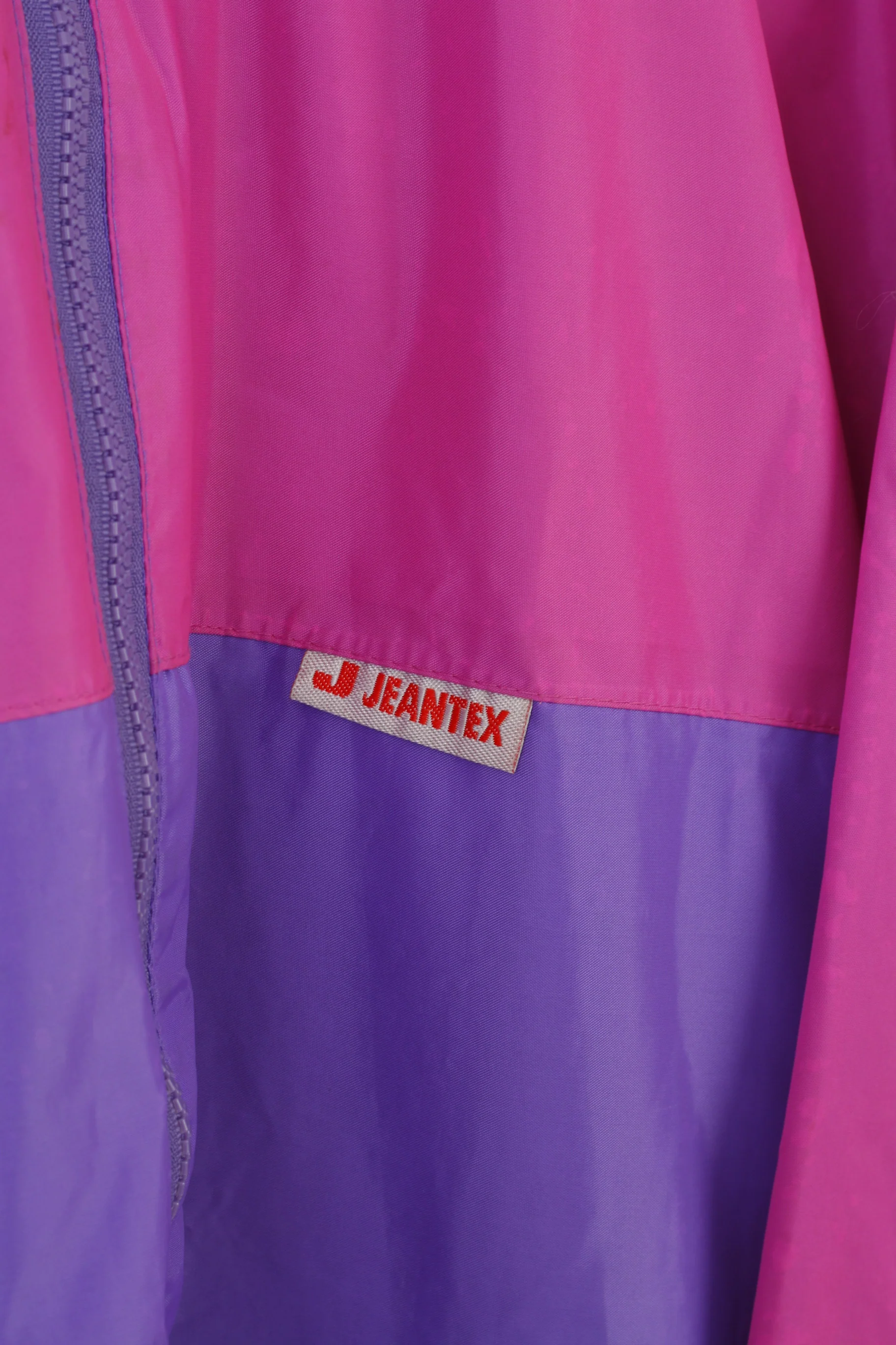 Jeantex Men 52 XL Jacket Hood Waterproof Nylon Pink Full Zipper Vintage Outdoor Top - Image 4