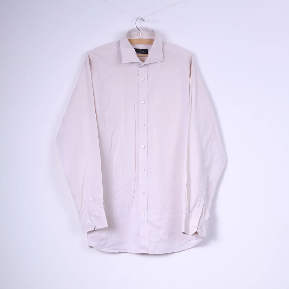 Jeff Banks London Mens 44 17.5'' XL Casual Shirt Cotton Cream Long Sleeve