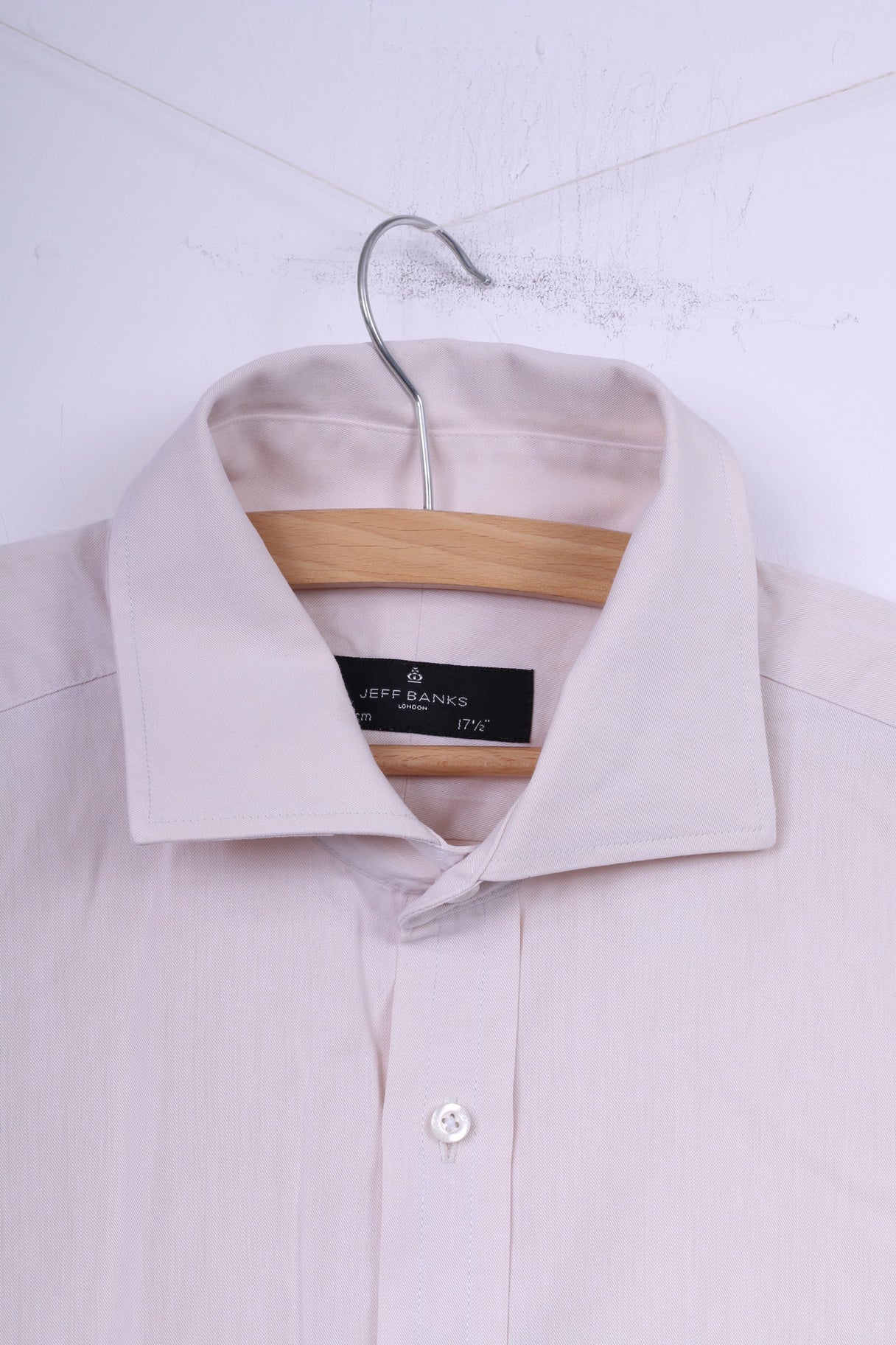 Jeff Banks London Mens 44 17.5'' XL Casual Shirt Cotton Cream Long Sleeve - Image 2