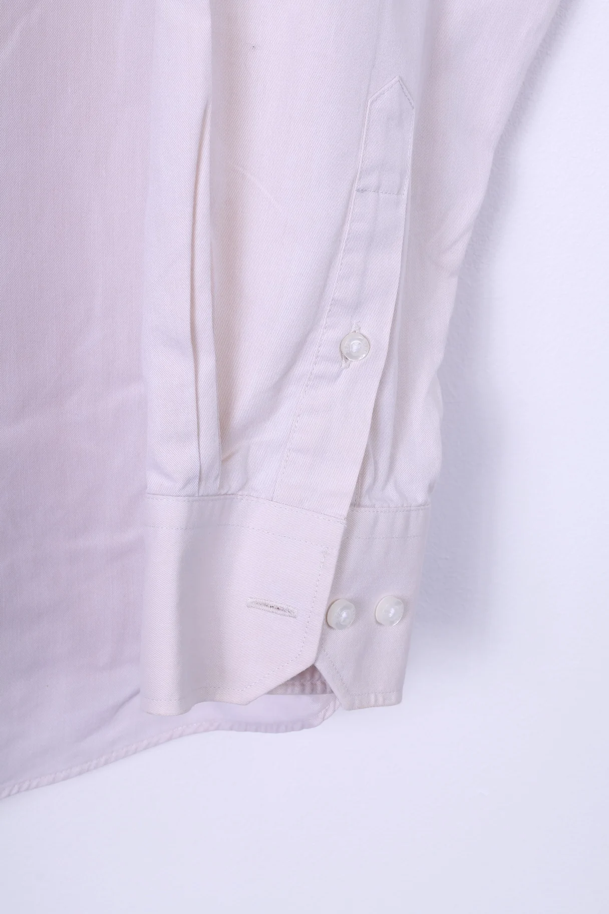 Jeff Banks London Mens 44 17.5'' XL Casual Shirt Cotton Cream Long Sleeve - Image 4