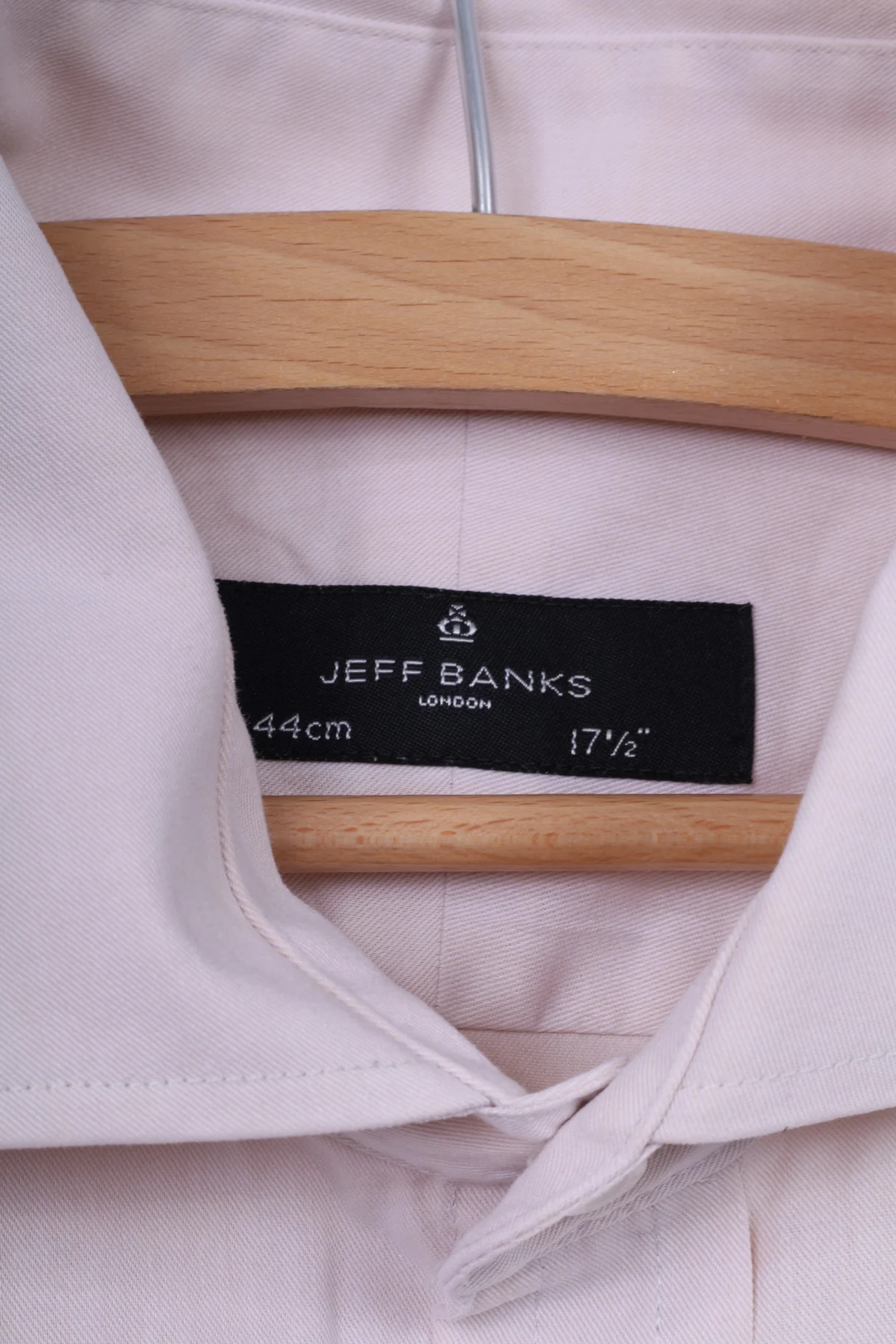 Jeff Banks London Mens 44 17.5'' XL Casual Shirt Cotton Cream Long Sleeve - Image 5