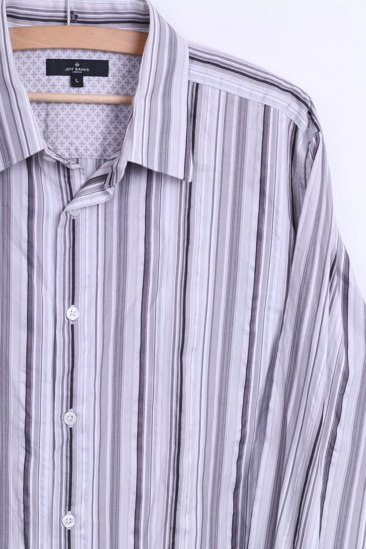 Jeff Banks London Mens L Casual Shirt Striped Cotton White - Image 3