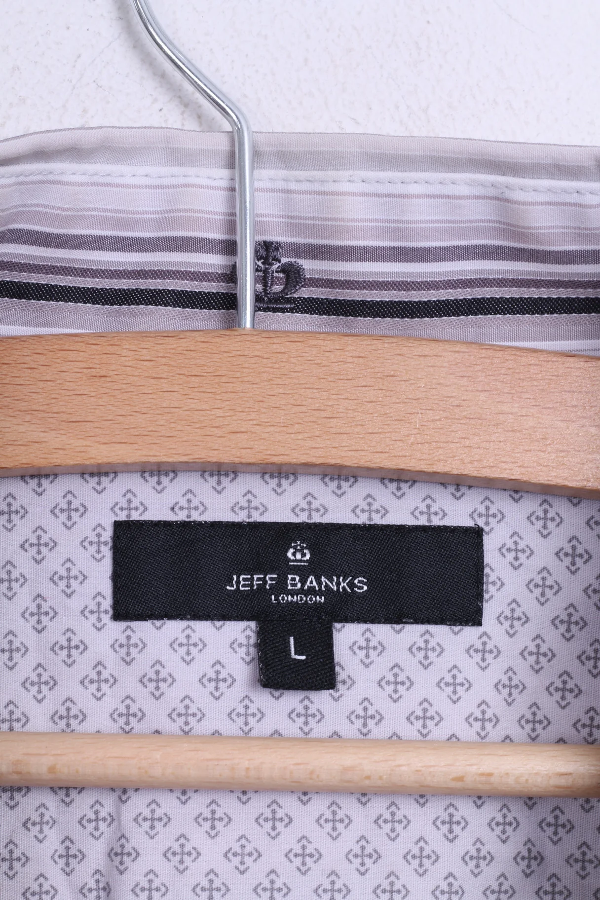 Jeff Banks London Mens L Casual Shirt Striped Cotton White - Image 5